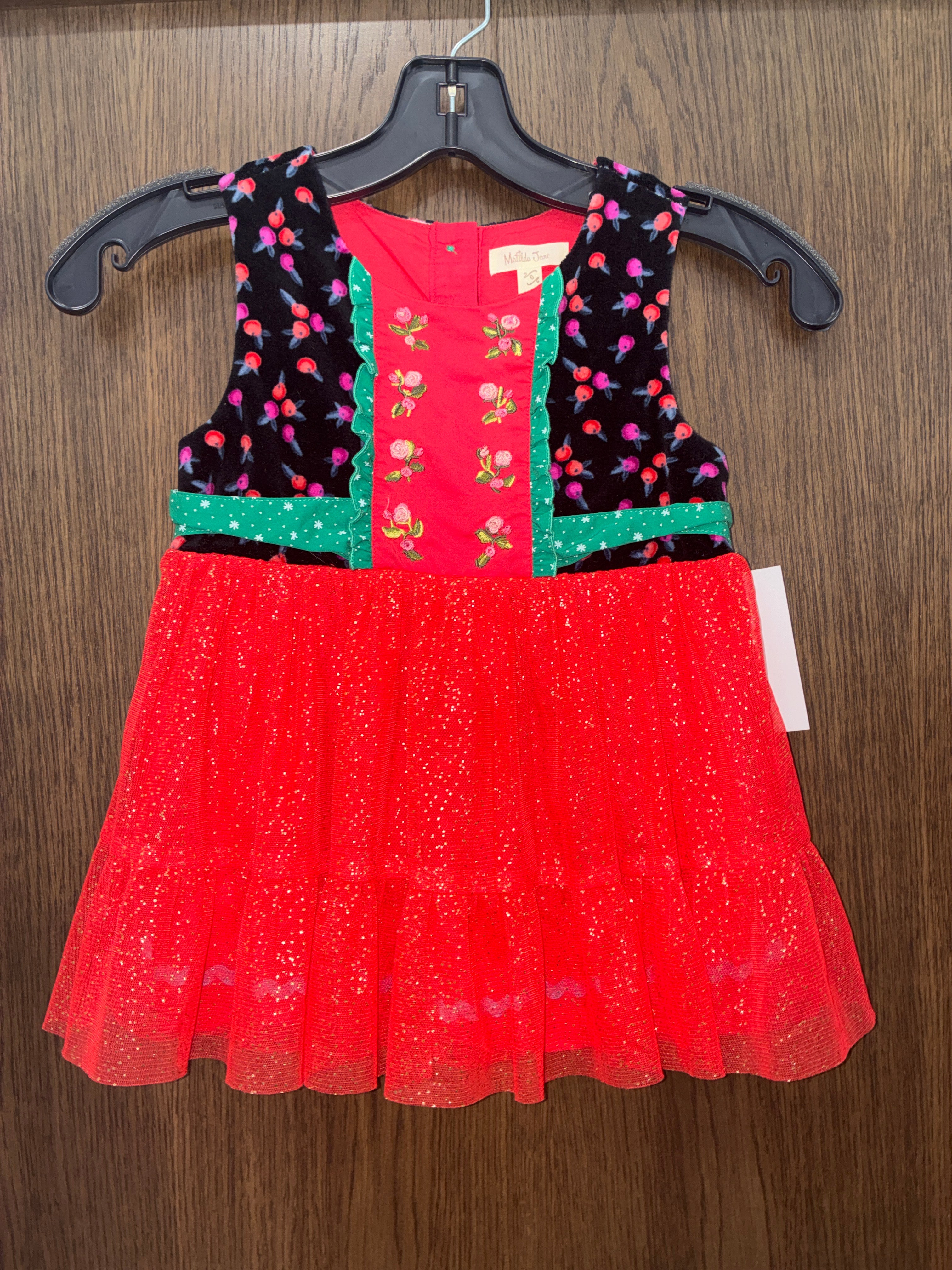 Matilda Jane Make Believe Caroling Away Top Red Tulle Size 6