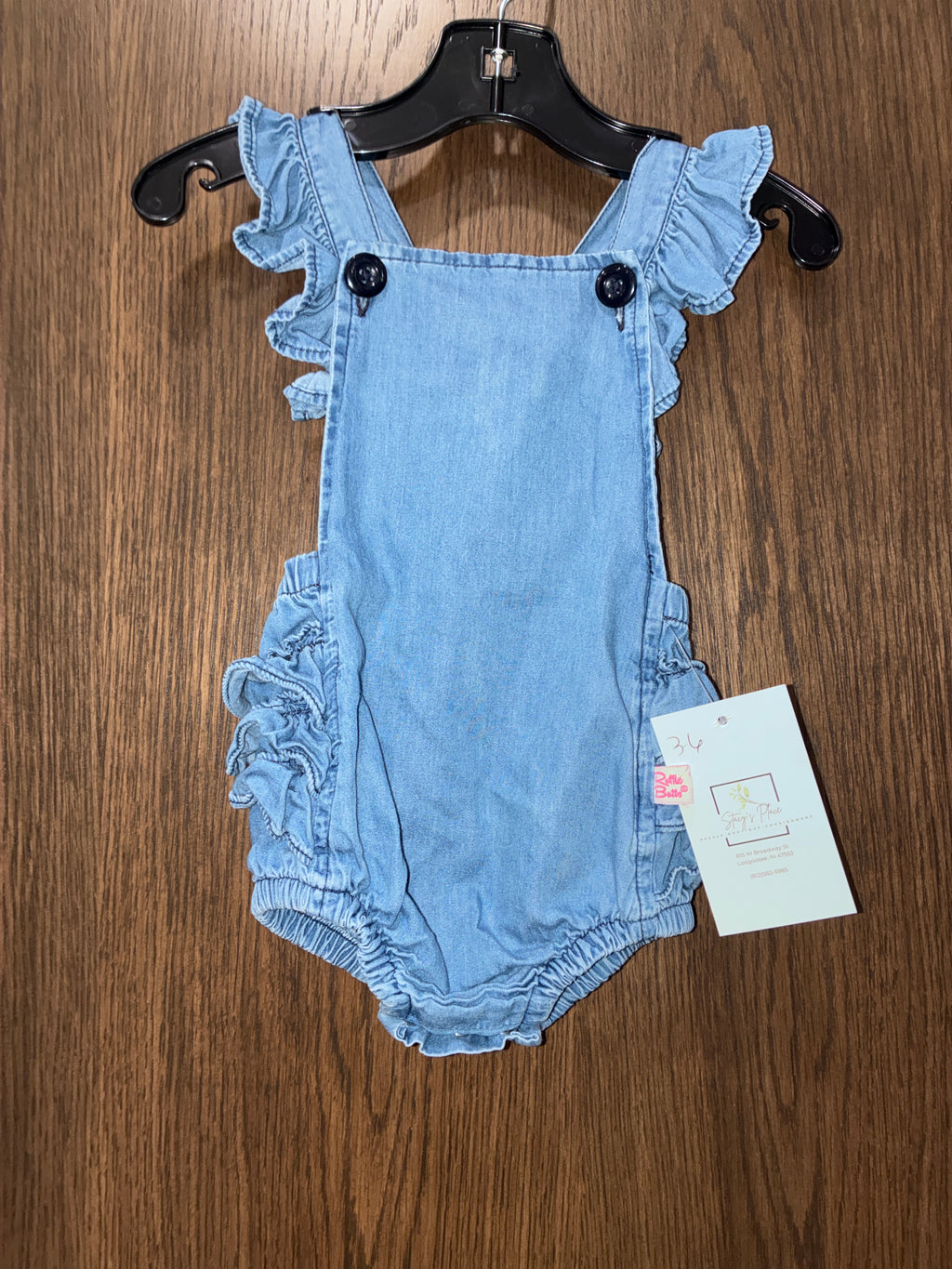 Girls Ruffle Butts Denim Romper Size 3-6 Months