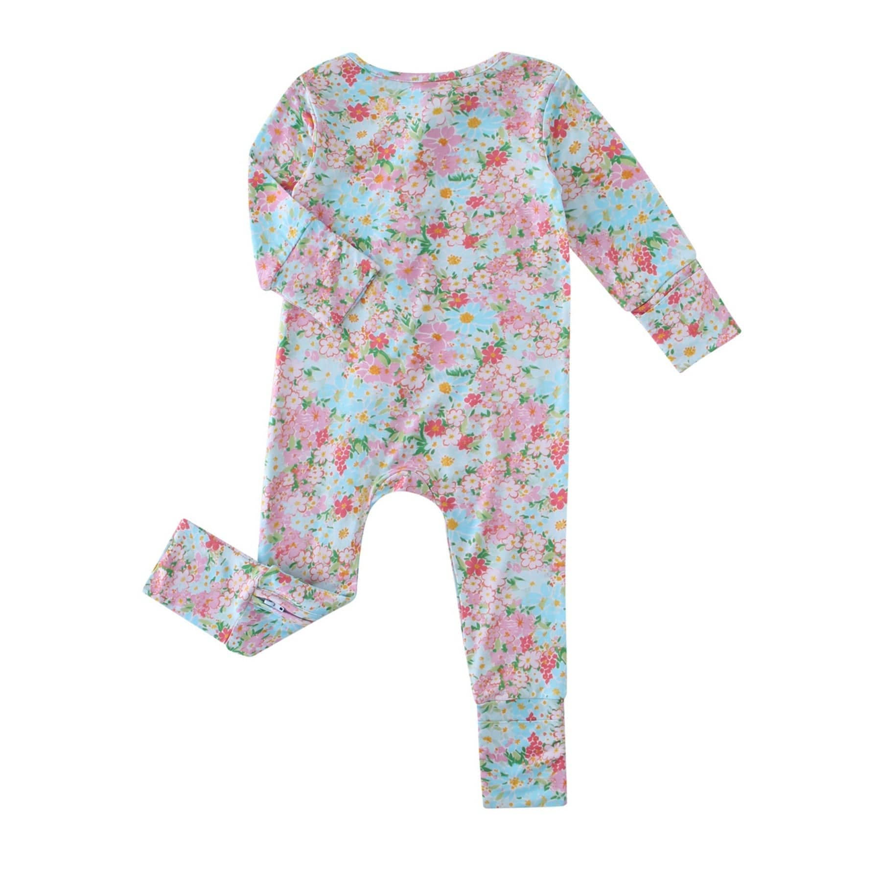 PoshTOT Spring Floral Bamboo Baby Convertible Zippy Romper: 2T