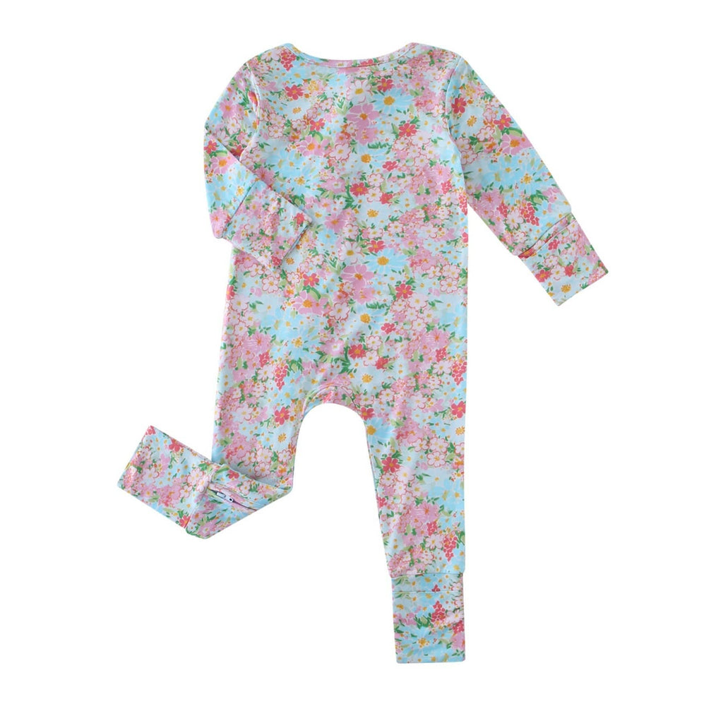 PoshTOT Spring Floral Bamboo Baby Convertible Zippy Romper: 18-24M