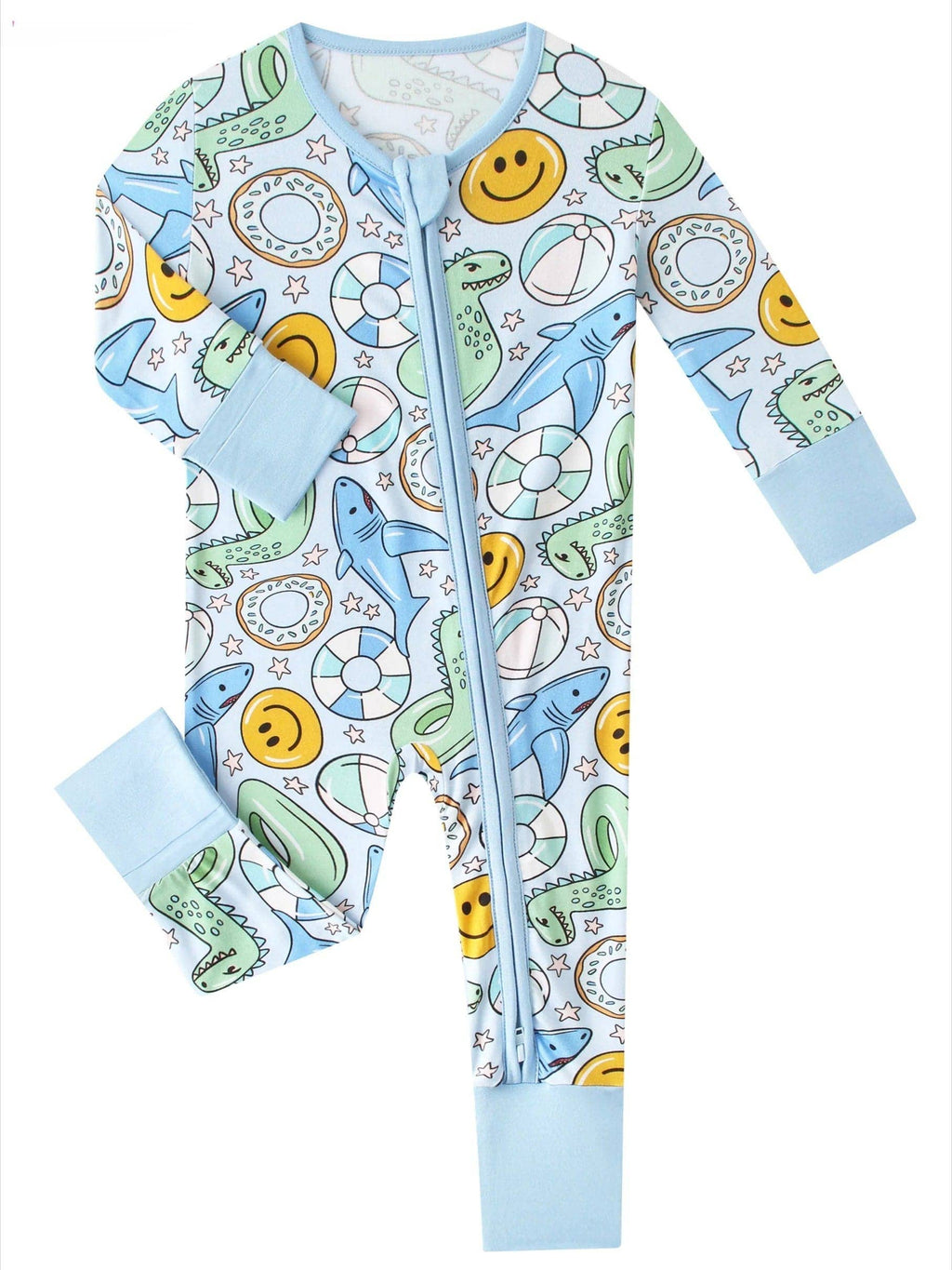 PoshTOT Summer Bamboo Baby Convertible Zippy Romper: 0-3M