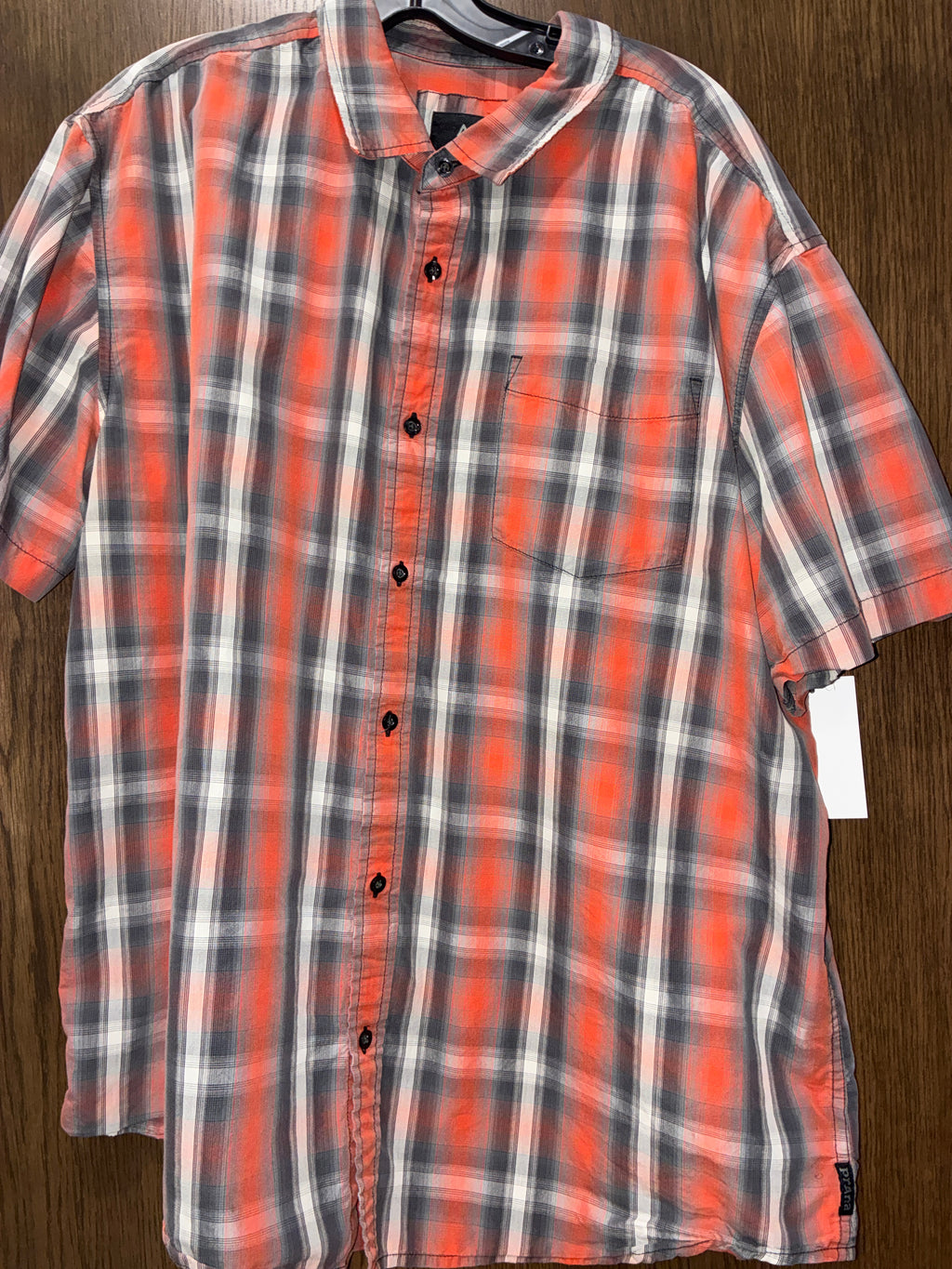 PrAna Orange Plaid Button Up Shirt Size XXL