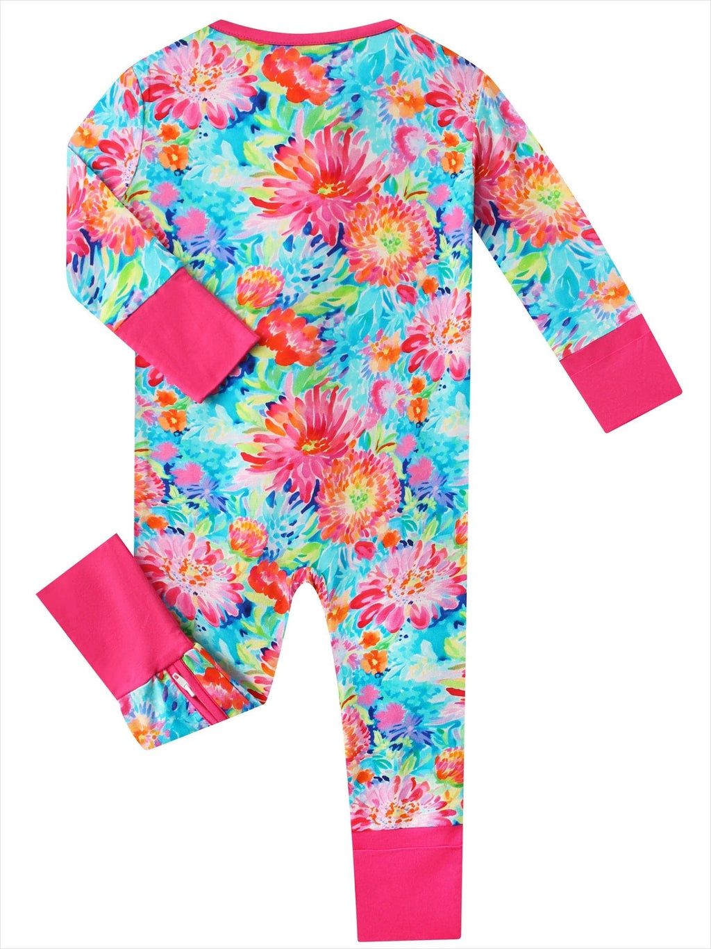 PoshTOT Chrysanthemum Bamboo Baby Convertible Zippy Romper: 0-3M