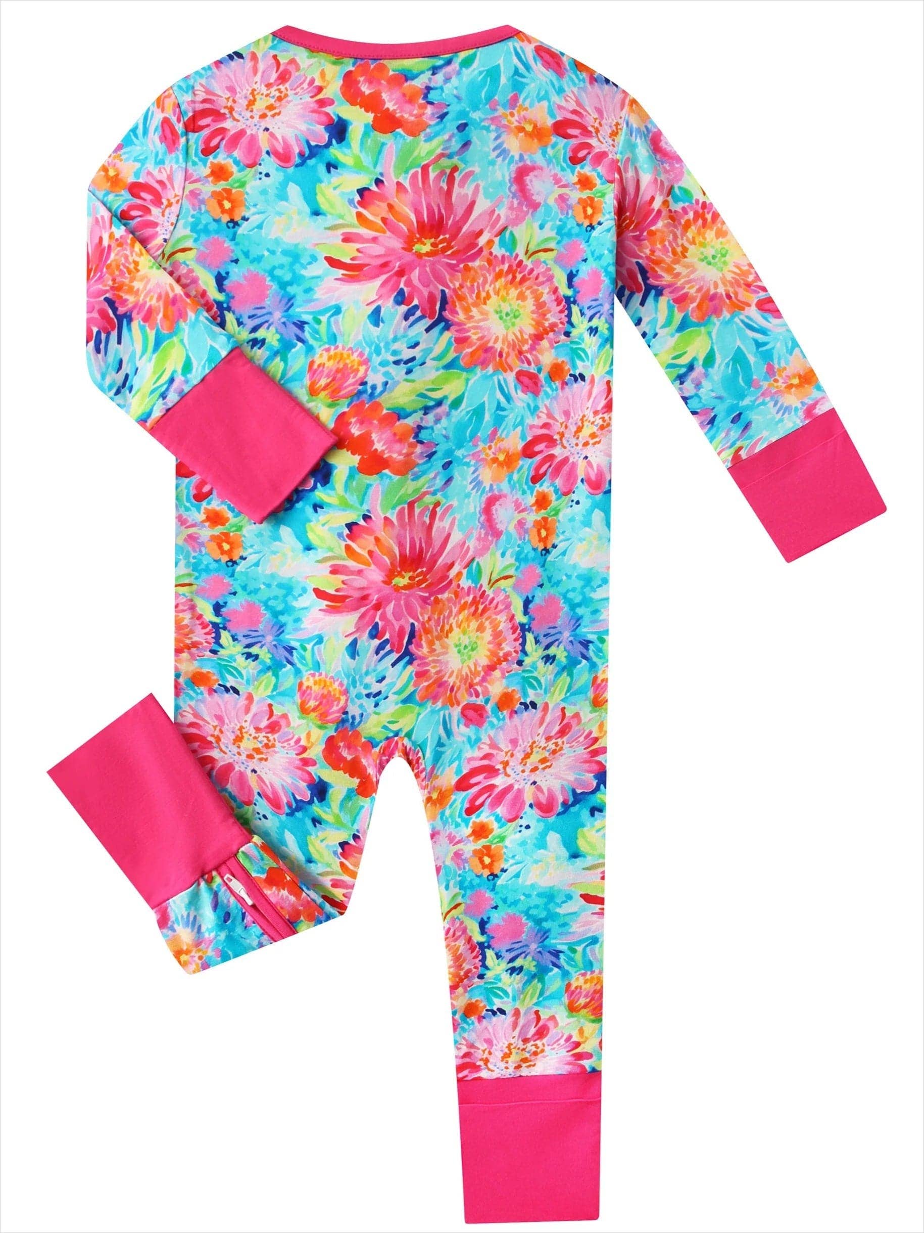 PoshTOT Chrysanthemum Bamboo Baby Convertible Zippy Romper: 3-6M