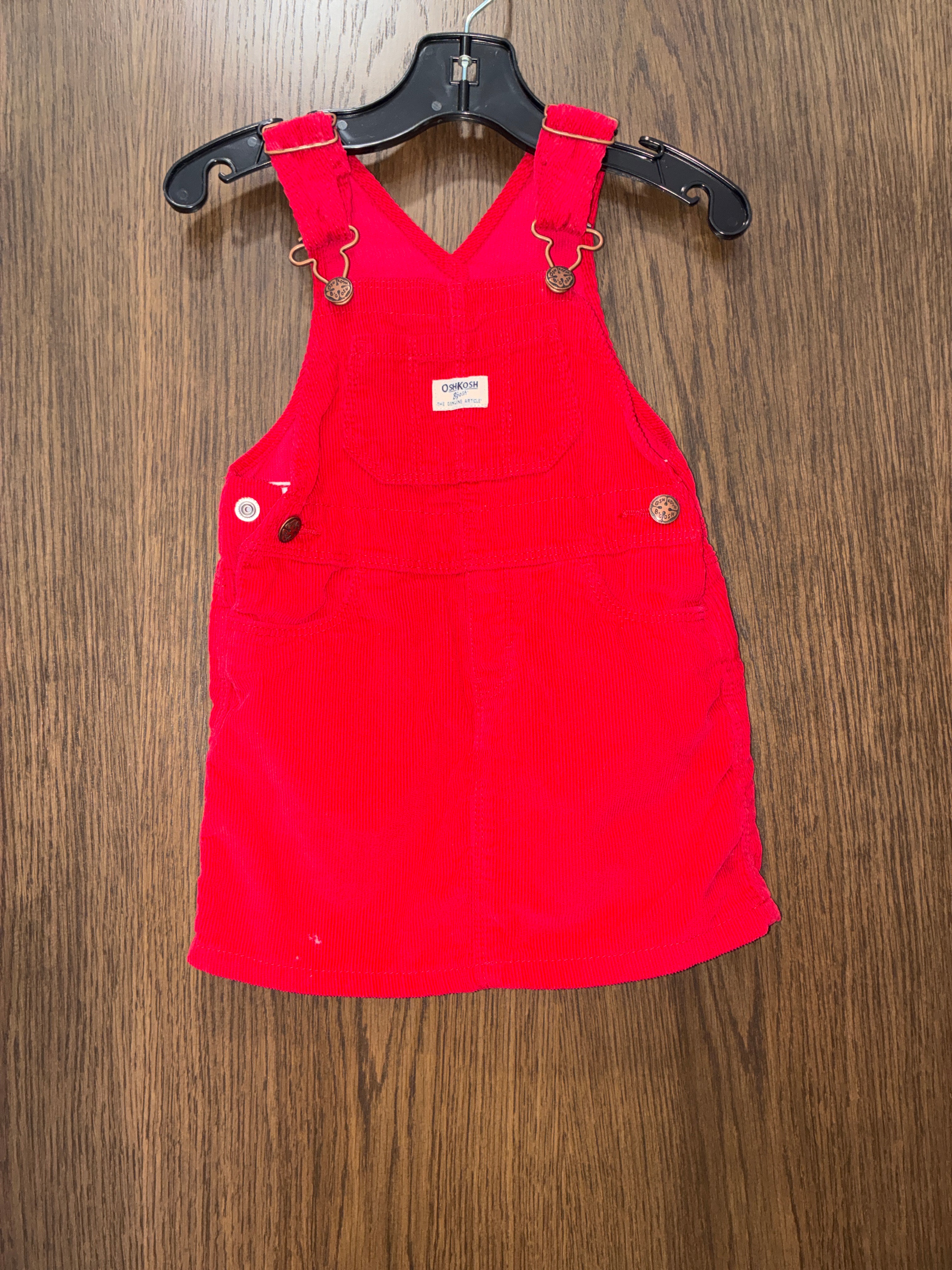 Girls Oshkosh Red Corduroy Dress Size 18 Months