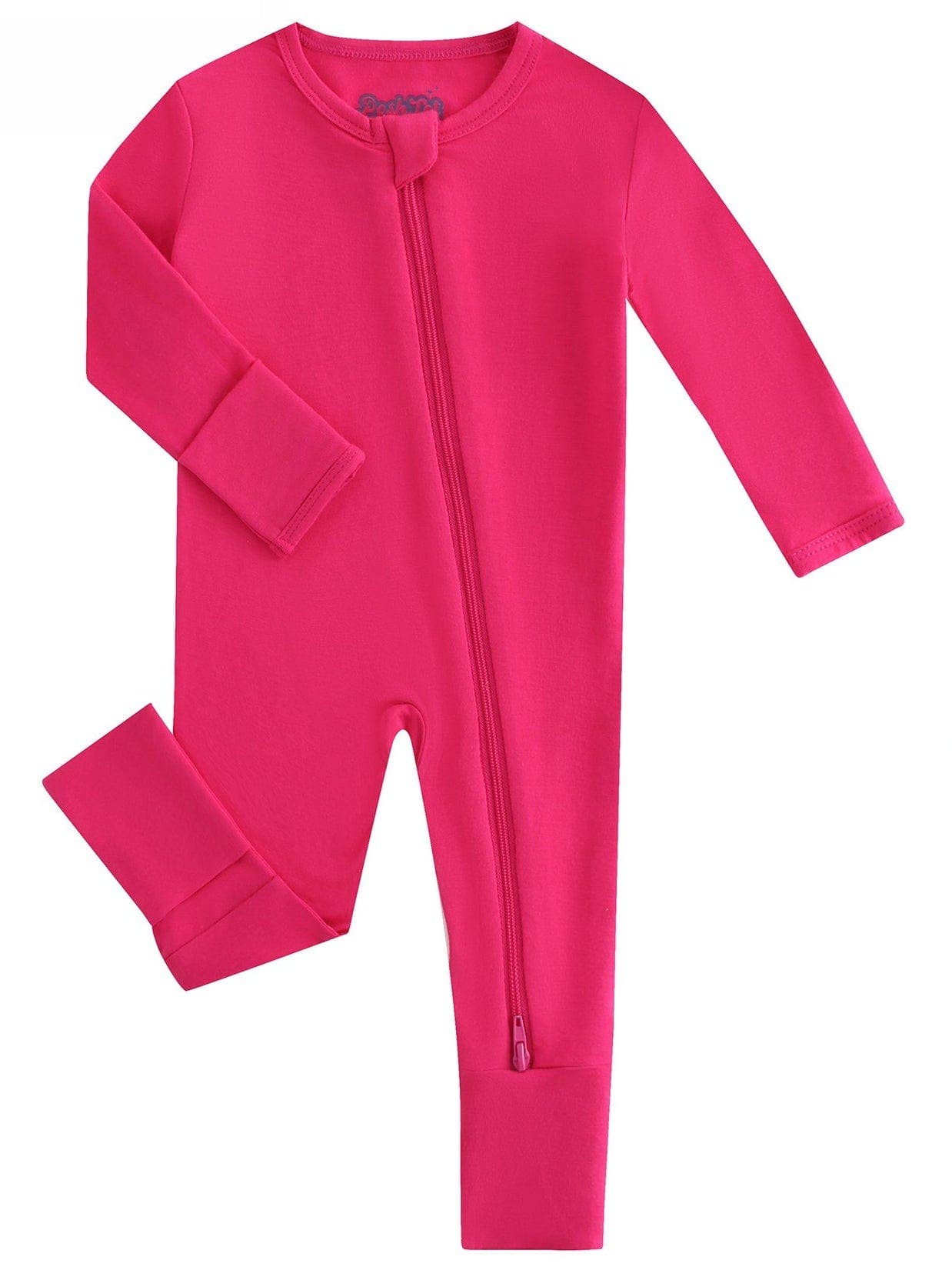 PoshTOT Hot Pink Bamboo Baby Convertible Zippy Romper: 0-3M
