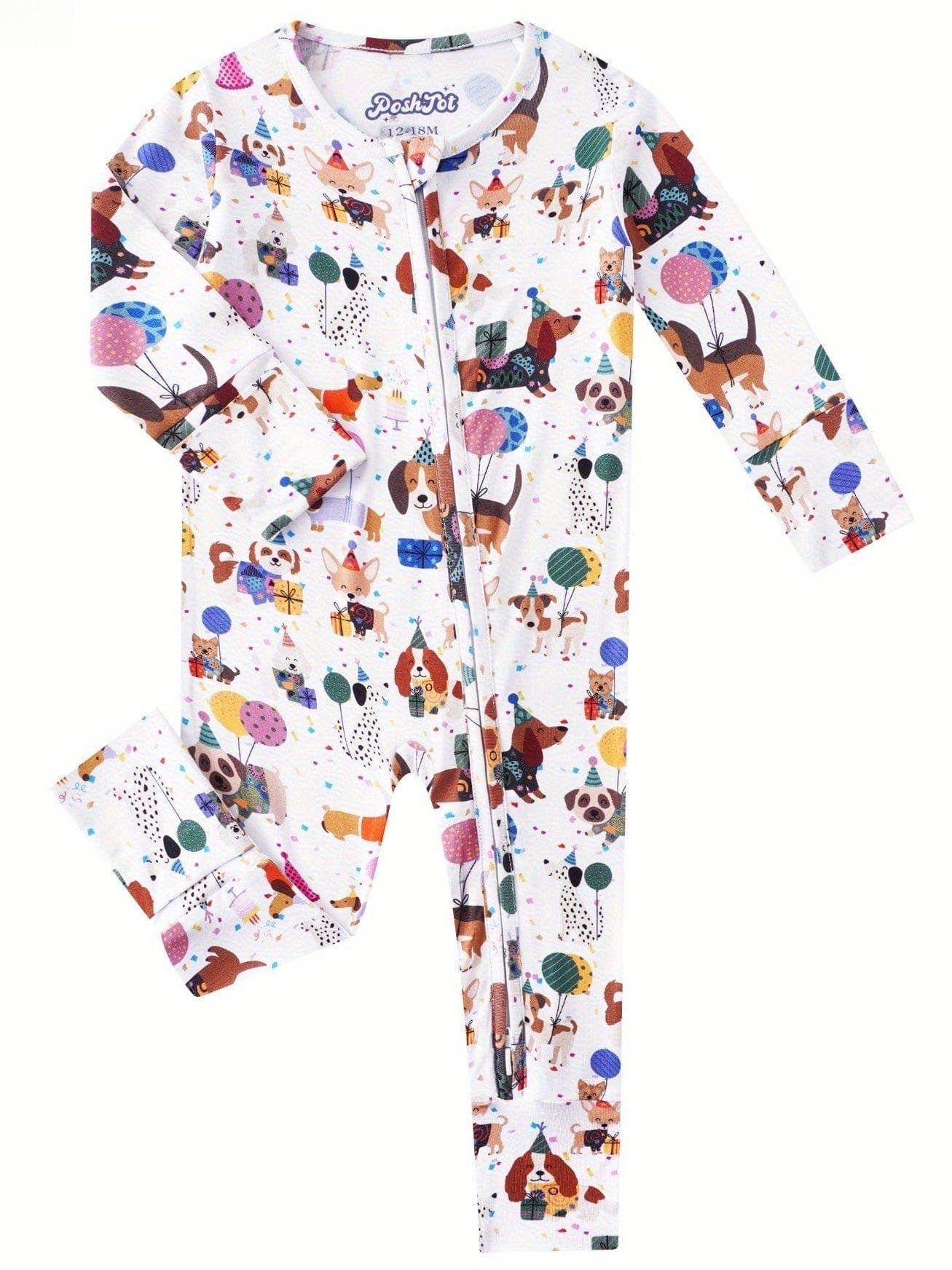 PoshTOT Colorful Stars Bamboo Baby Convertible Zippy Romper: Star / 3-6M