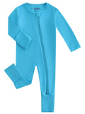 PoshTOT Blue Bamboo Baby Convertible Zippy Romper: 6-9M