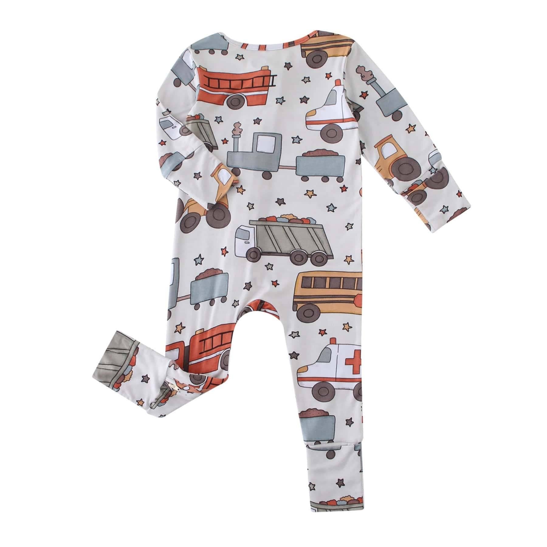 PoshTOT Vehicles Bamboo Baby Convertible Zippy Romper: 0-3M NWT