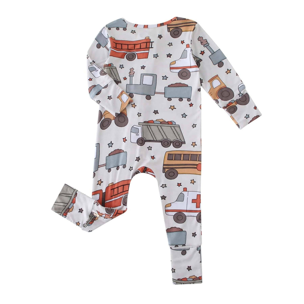 PoshTOT Vehicles Bamboo Baby Convertible Zippy Romper: 9-12M