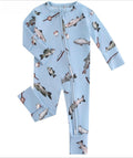 PoshTOT Blue Fish Bamboo Baby Convertible Zippy Romper: 3-6M
