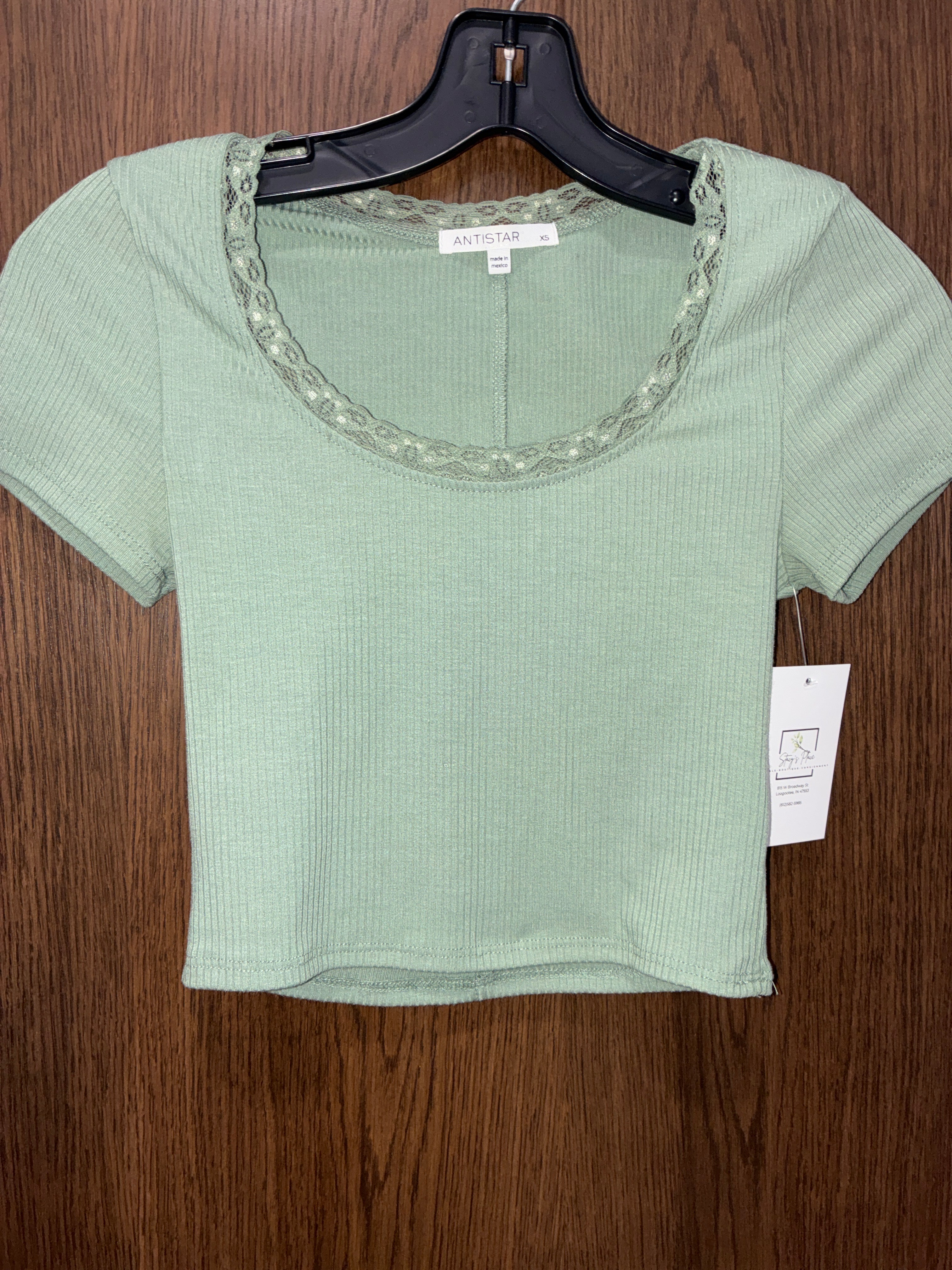 Women’s Anistar Lace Scoop Neck Crop Top Size XS