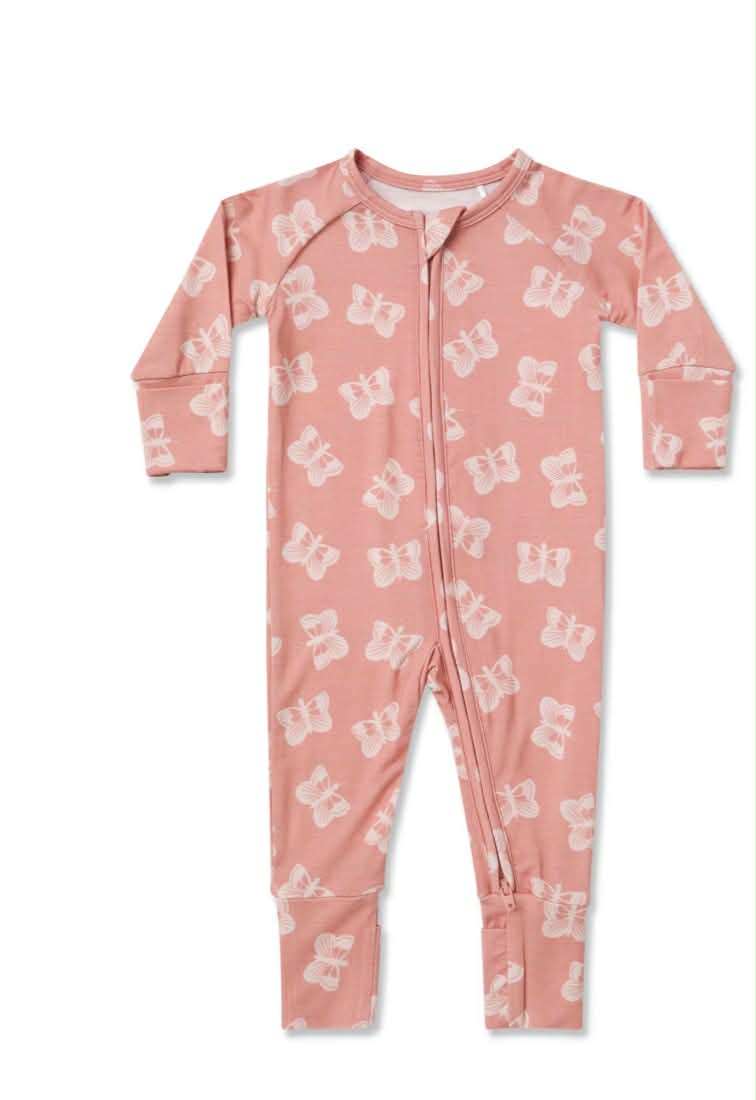 Ava+Oliver Butterflies Bamboo Convertible Zippy Romper 6-12mos NWT