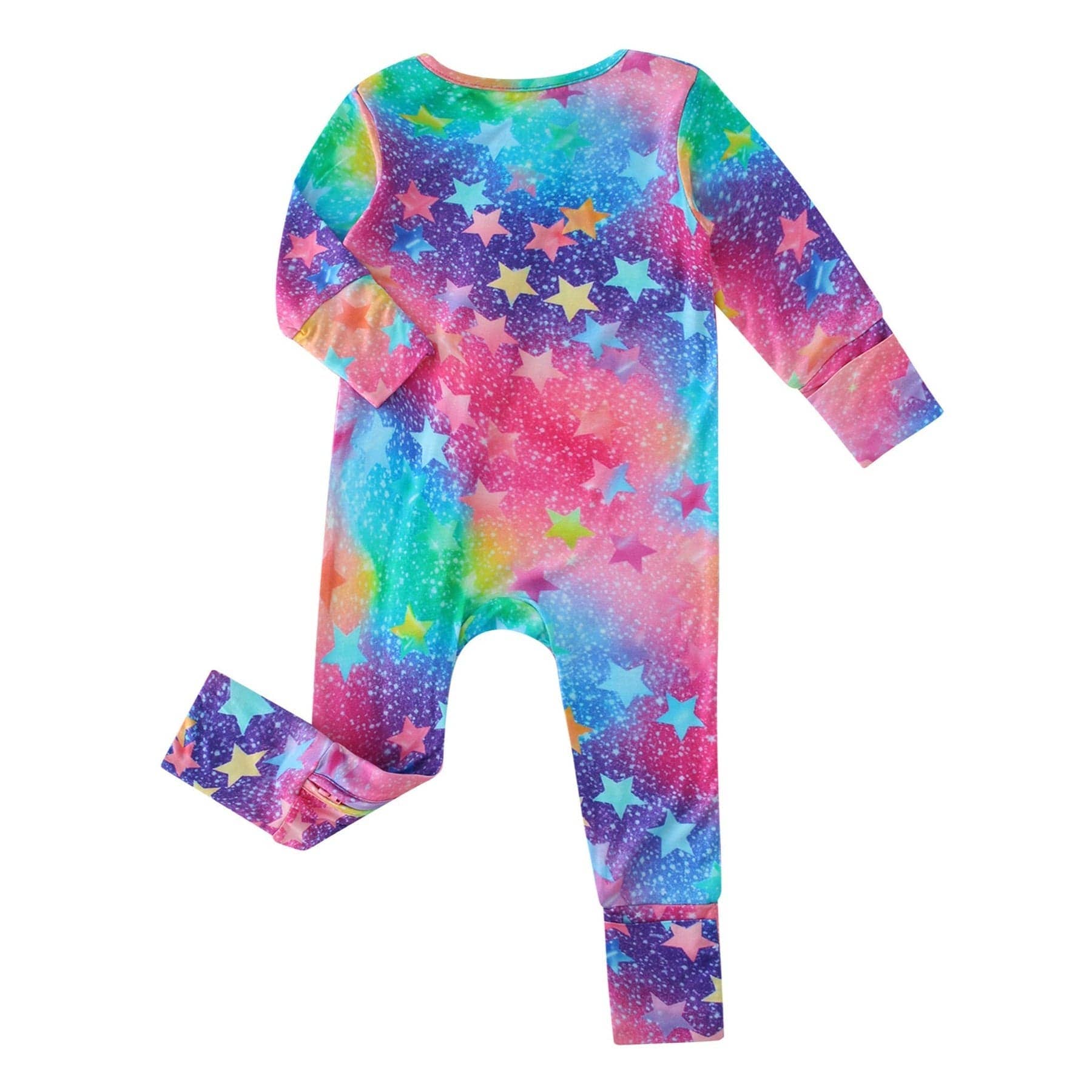 PoshTOT Colorful Stars Bamboo Baby Convertible Zippy Romper: Star / 0-3M