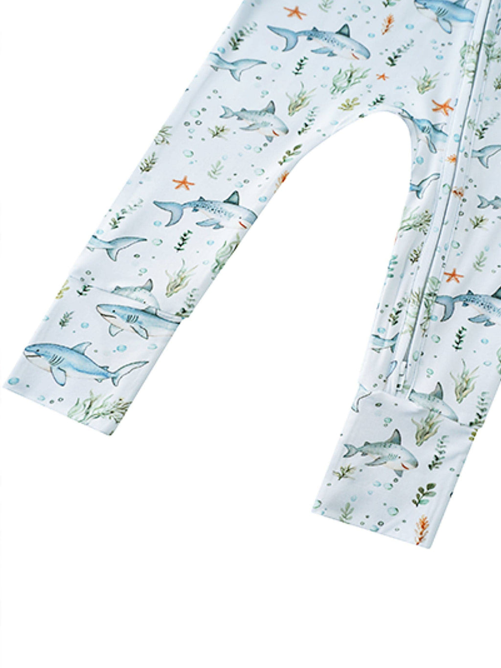 PoshTOT Shark Bamboo Baby Convertible Zippy Romper: 12-18M