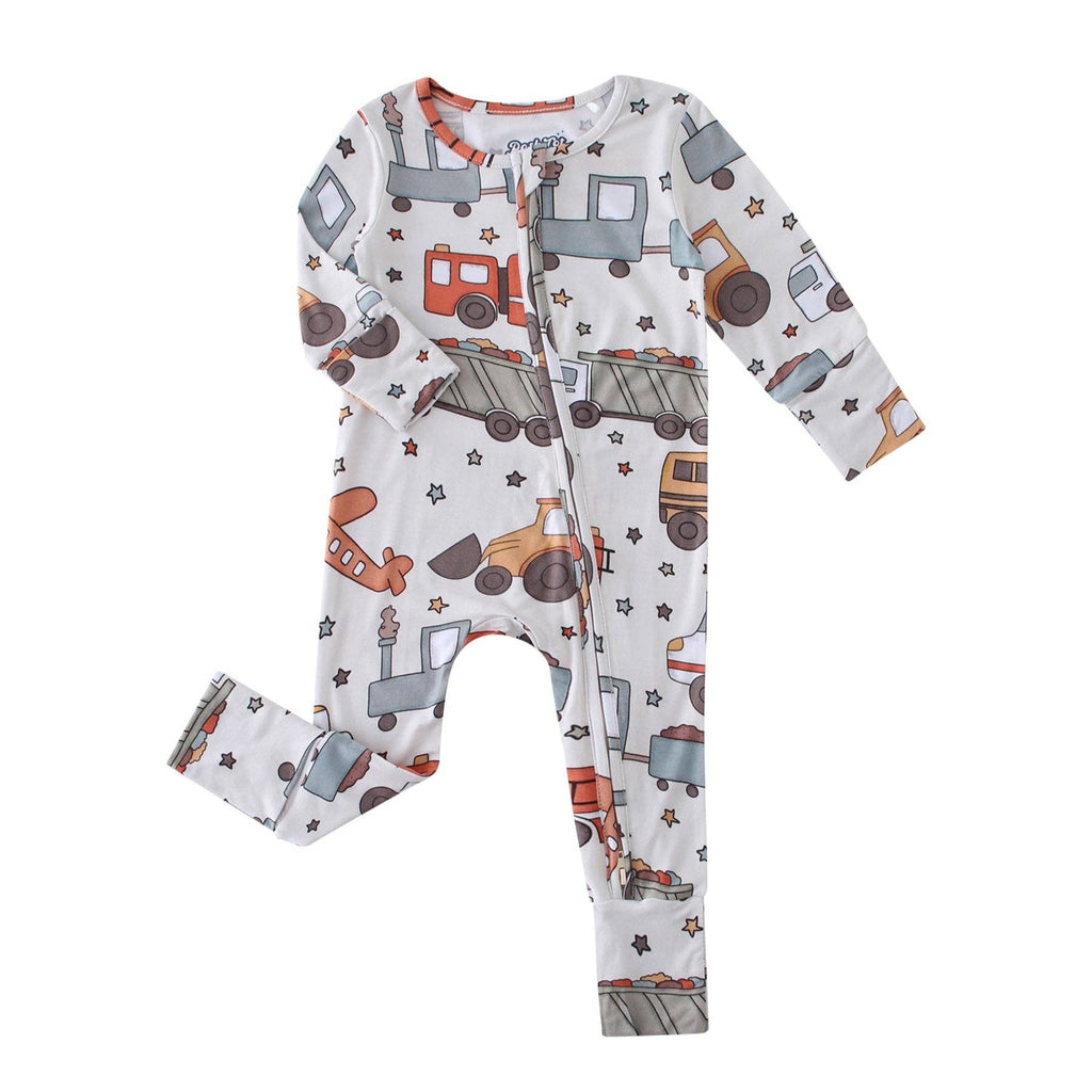 PoshTOT Vehicles Bamboo Baby Convertible Zippy Romper: 9-12M