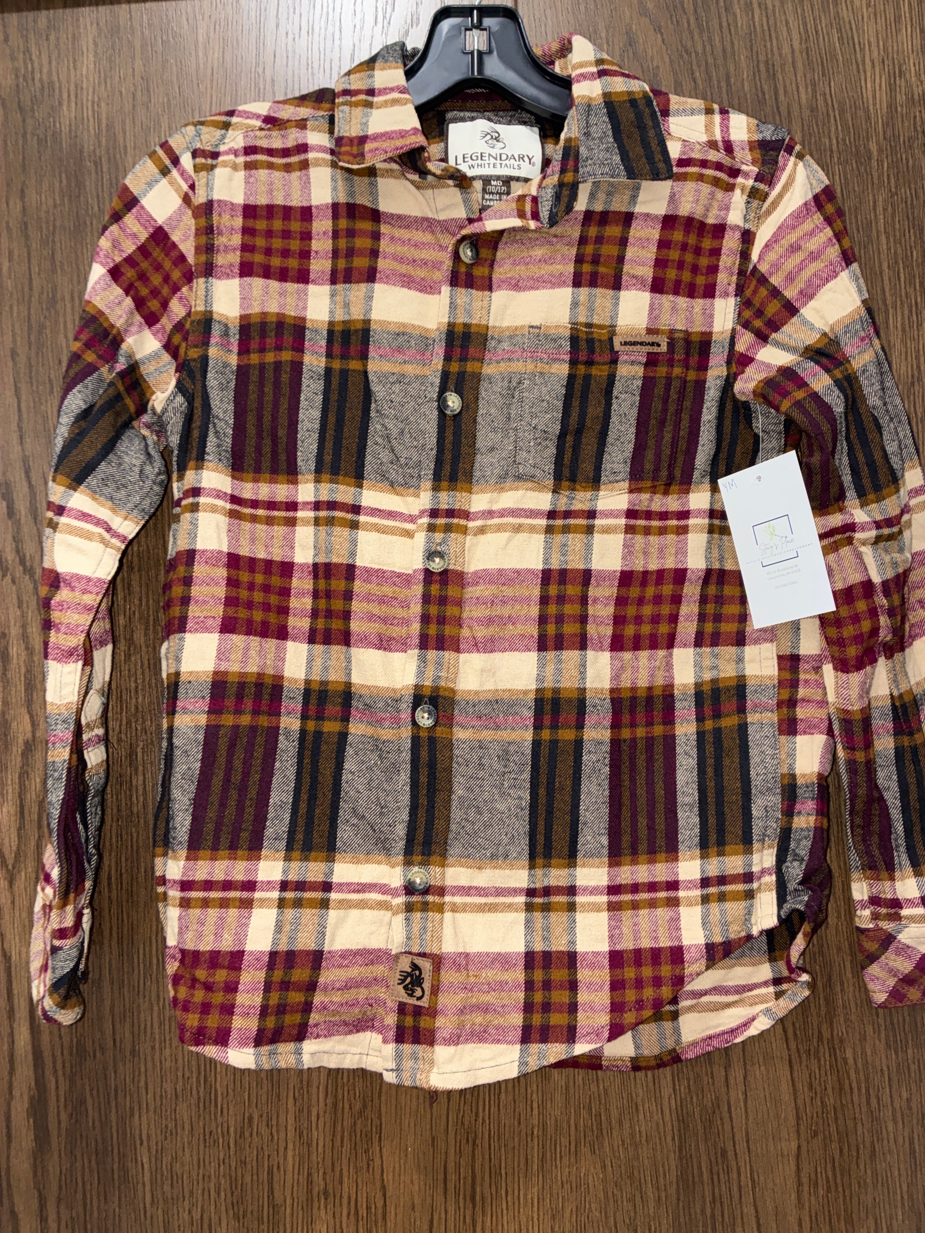 Boys Legendary Whitetails Flannel Button Up Size Youth Medium