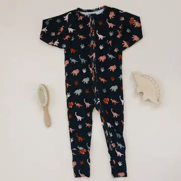 Ava+Oliver Bamboo Dinosaurs Ribbed Convertible Zippy Romper 18-24mos NWT