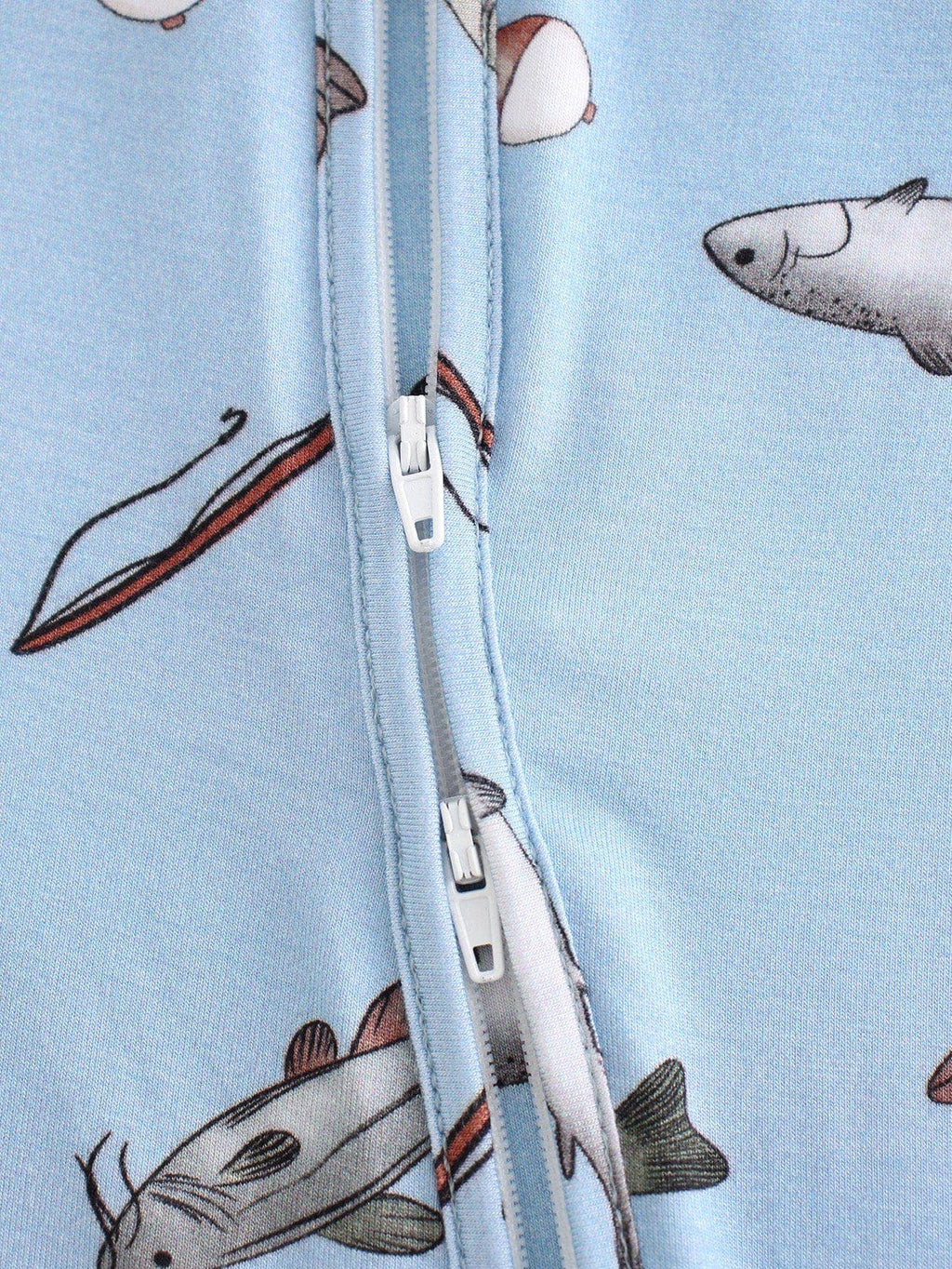 PoshTOT Blue Fish Bamboo Baby Convertible Zippy Romper: 0-3M