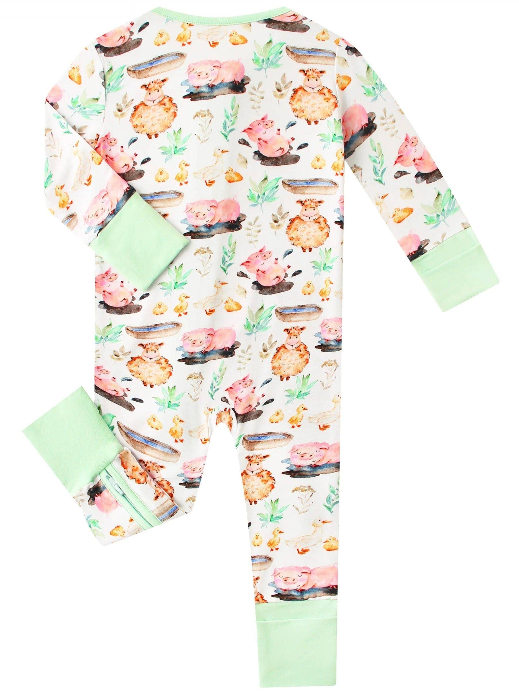 PoshTOT Little Yellow Sheep Bamboo Baby Convertible Zippy Romper: 12-18M