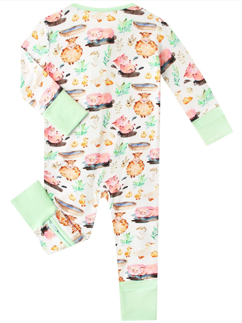 PoshTOT Little Yellow Sheep Bamboo Baby Convertible Zippy Romper: 6-12M