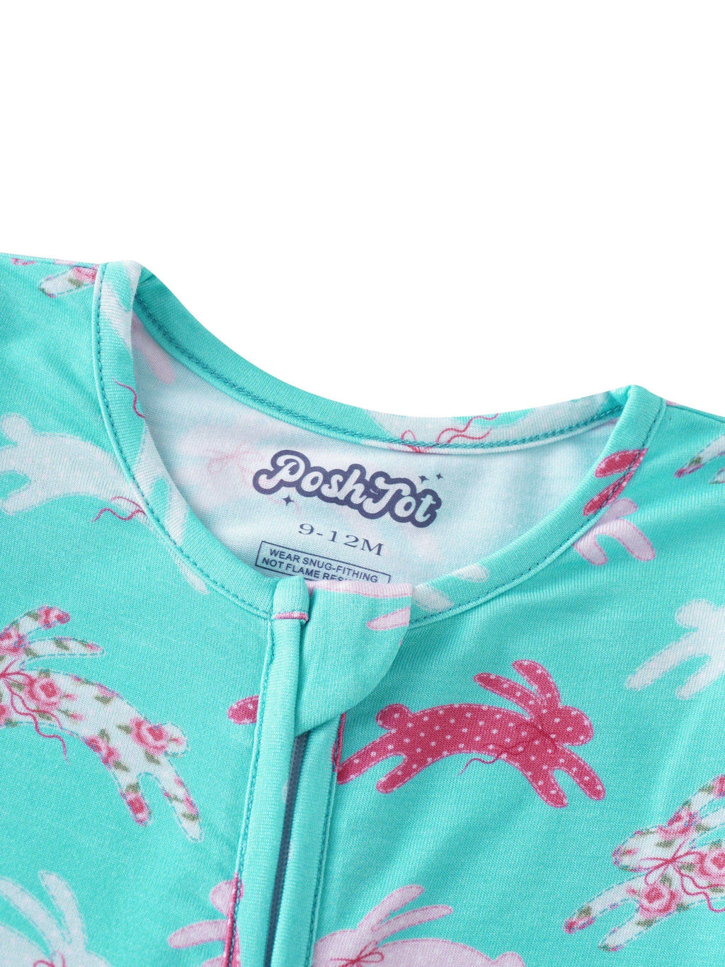 PoshTOT Little Flower Rabbit Bamboo Baby Convertible Zippy Romper: 3-6M