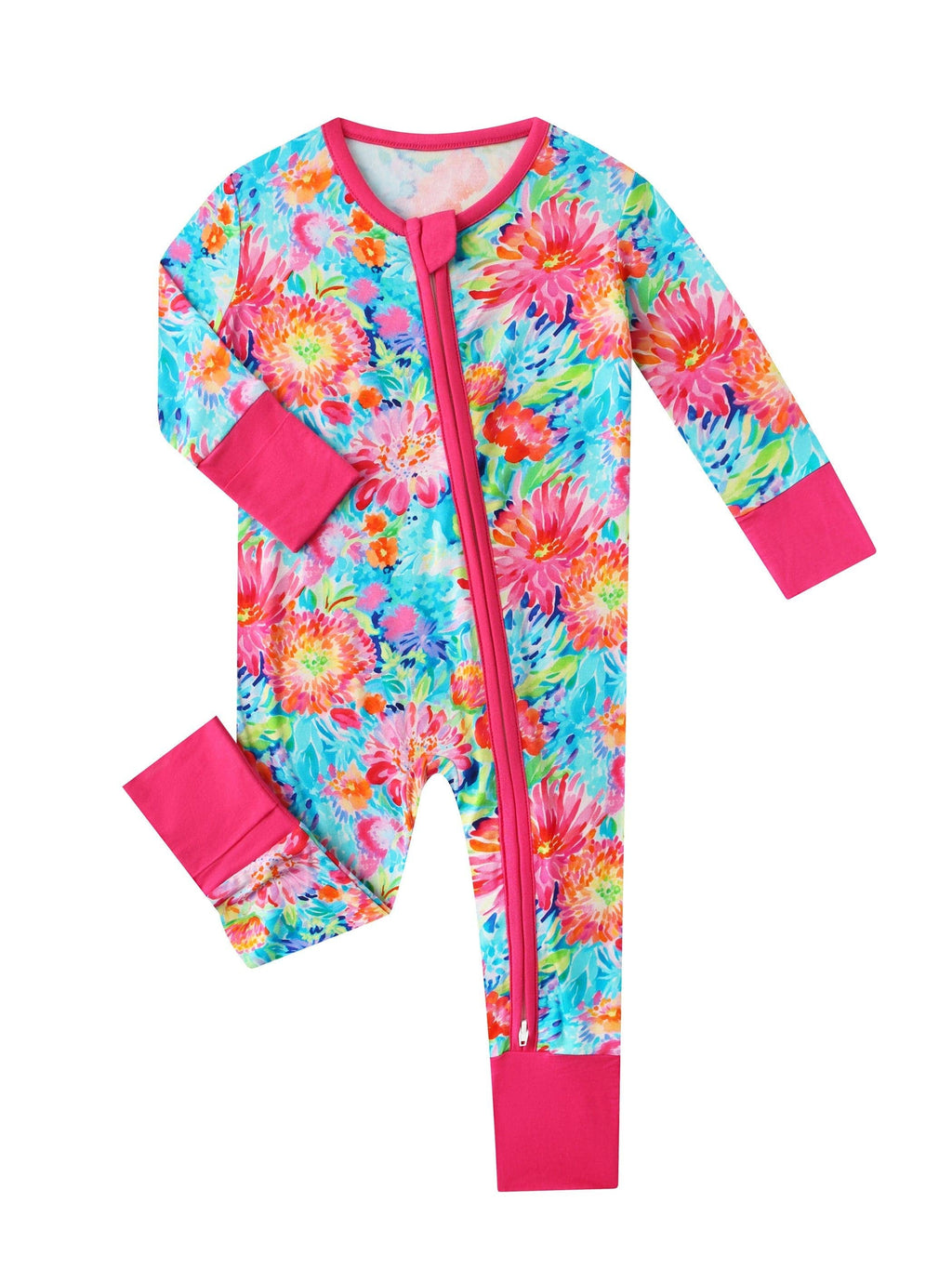 PoshTOT Chrysanthemum Bamboo Baby Convertible Zippy Romper: 0-3M
