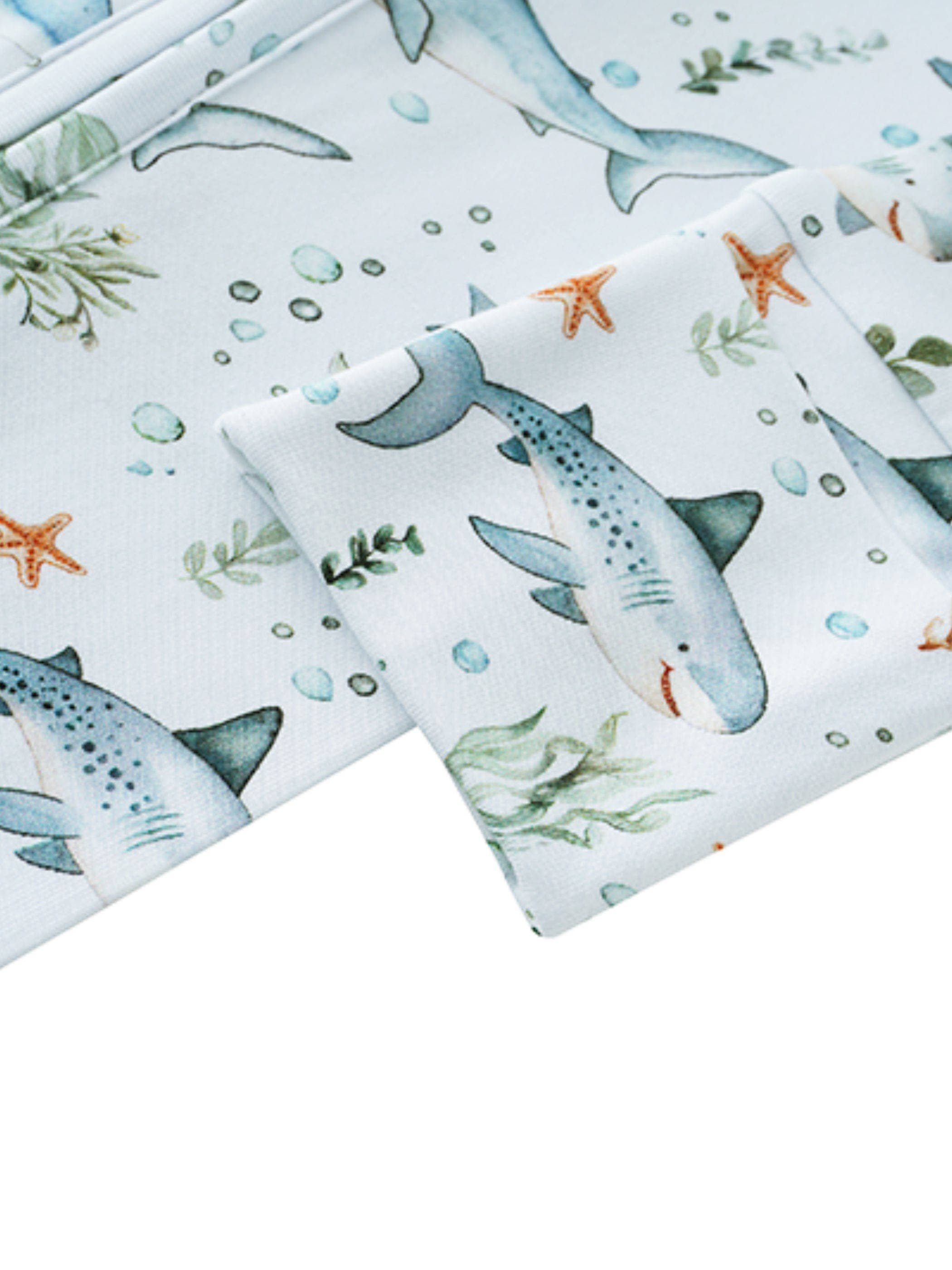 PoshTOT Shark Bamboo Baby Convertible Zippy Romper: 9-12M