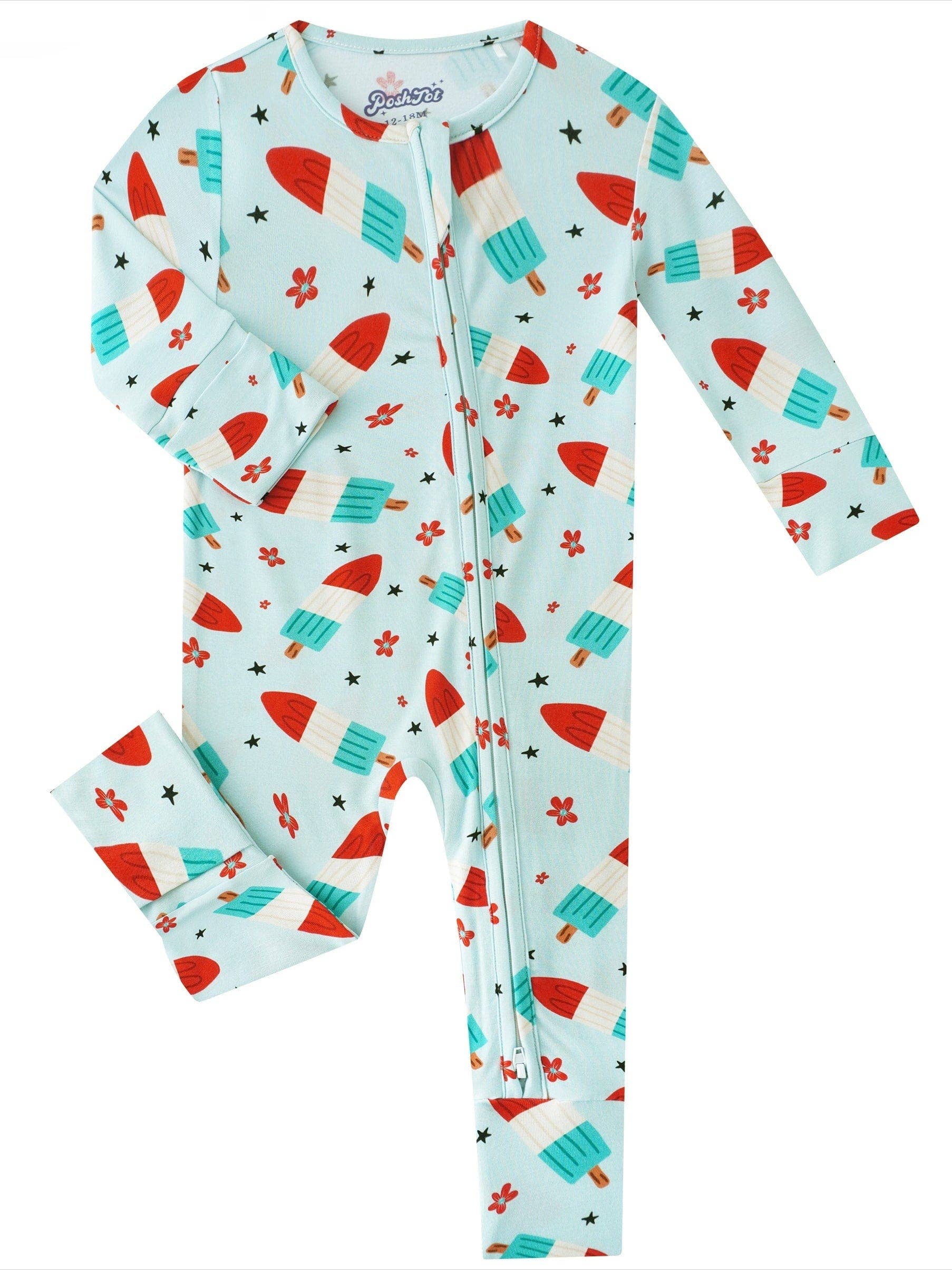 PoshTOT Bomb Pops Bamboo Baby Convertible Zippy Romper: 2T