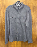 Tailor Vintage Men’s Gray Solid Knit Button-Up Shirt Long Sleeve Point Collar