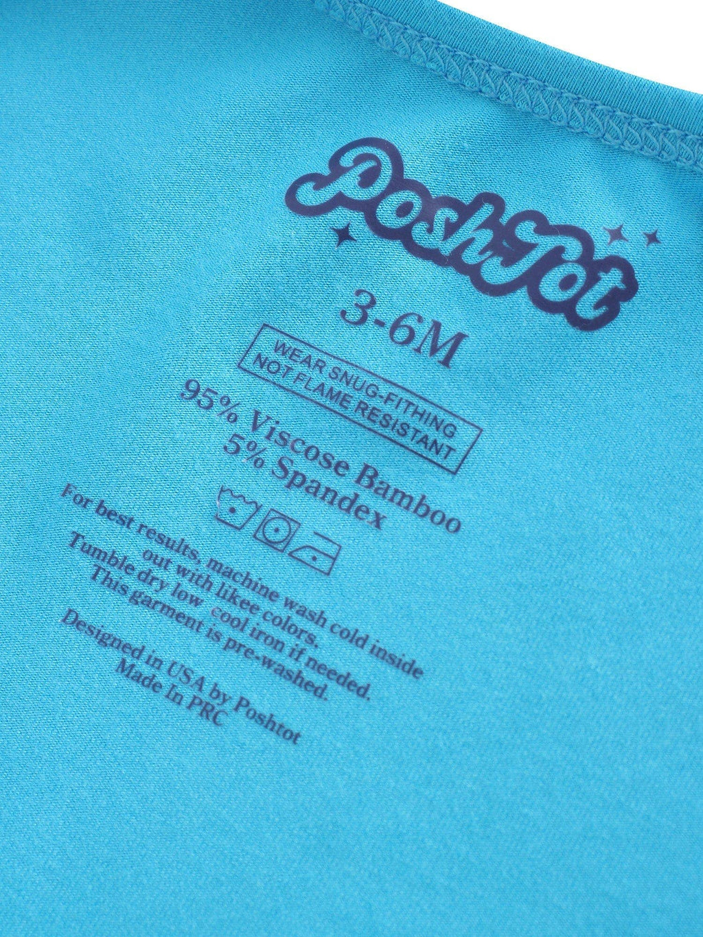 PoshTOT Blue Bamboo Baby Convertible Zippy Romper: 6-9M