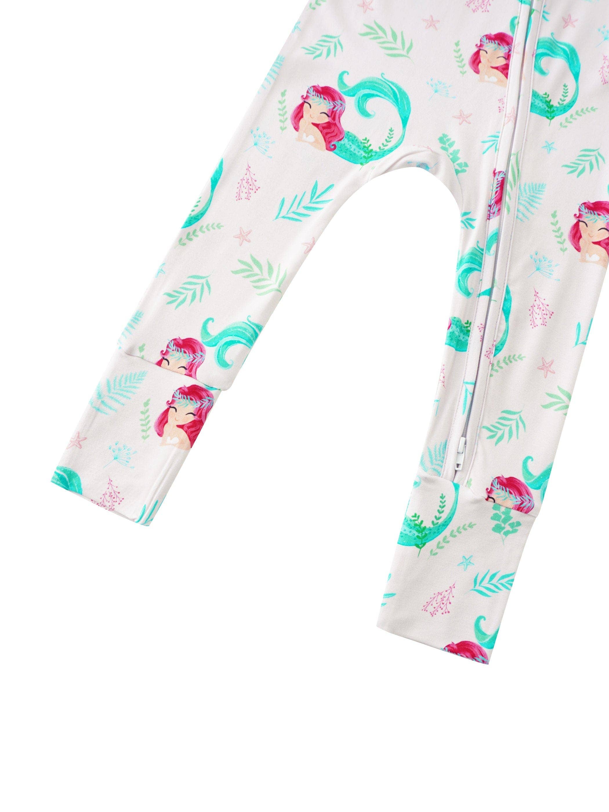 PoshTOT Mermaid Bamboo Baby Convertible Zippy Romper: 18-24M