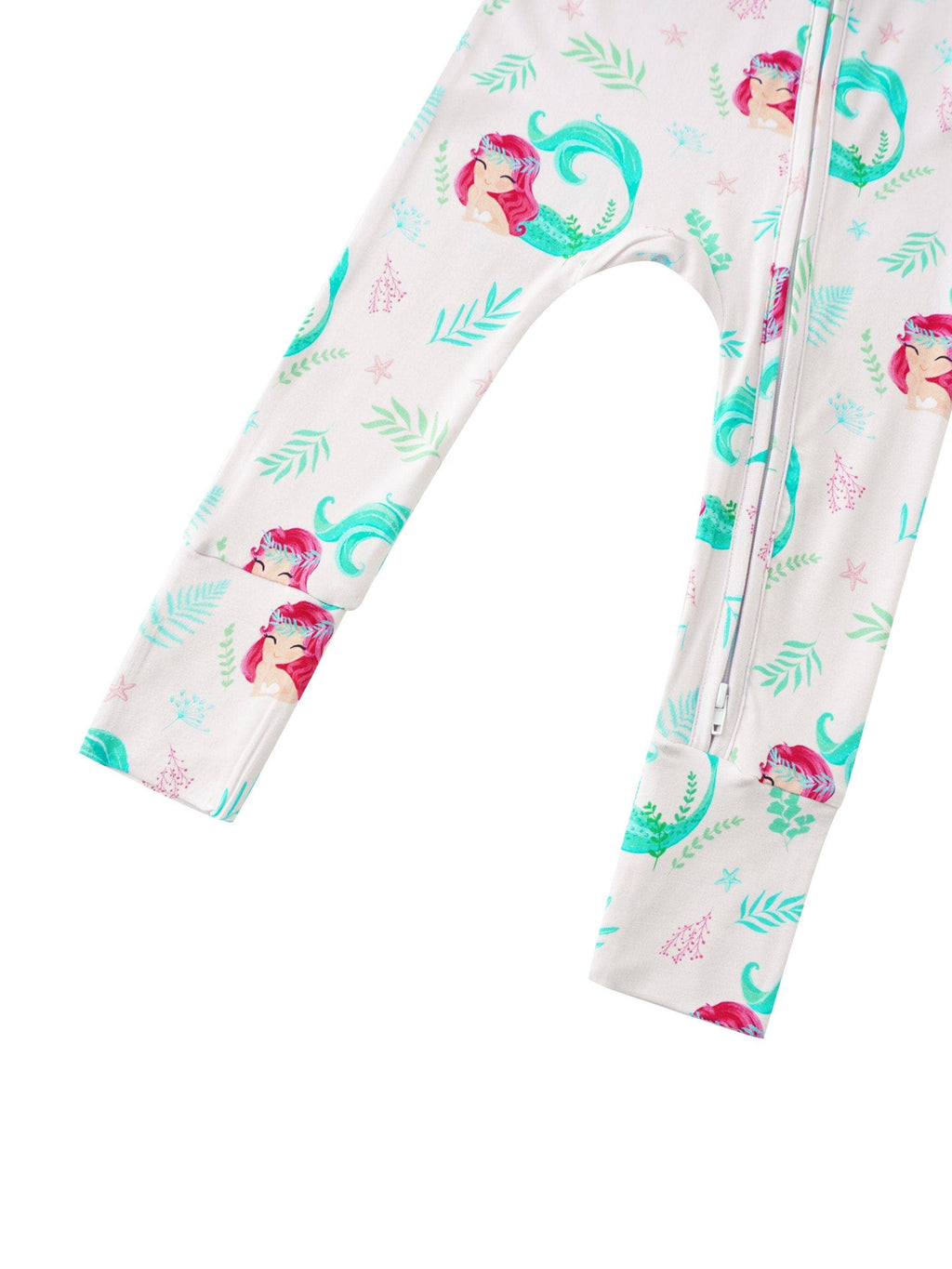 PoshTOT Mermaid Bamboo Baby Convertible Zippy Romper: 6-9M