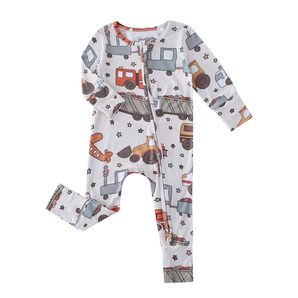 PoshTOT Vehicles Bamboo Baby Convertible Zippy Romper: 0-3M NWT