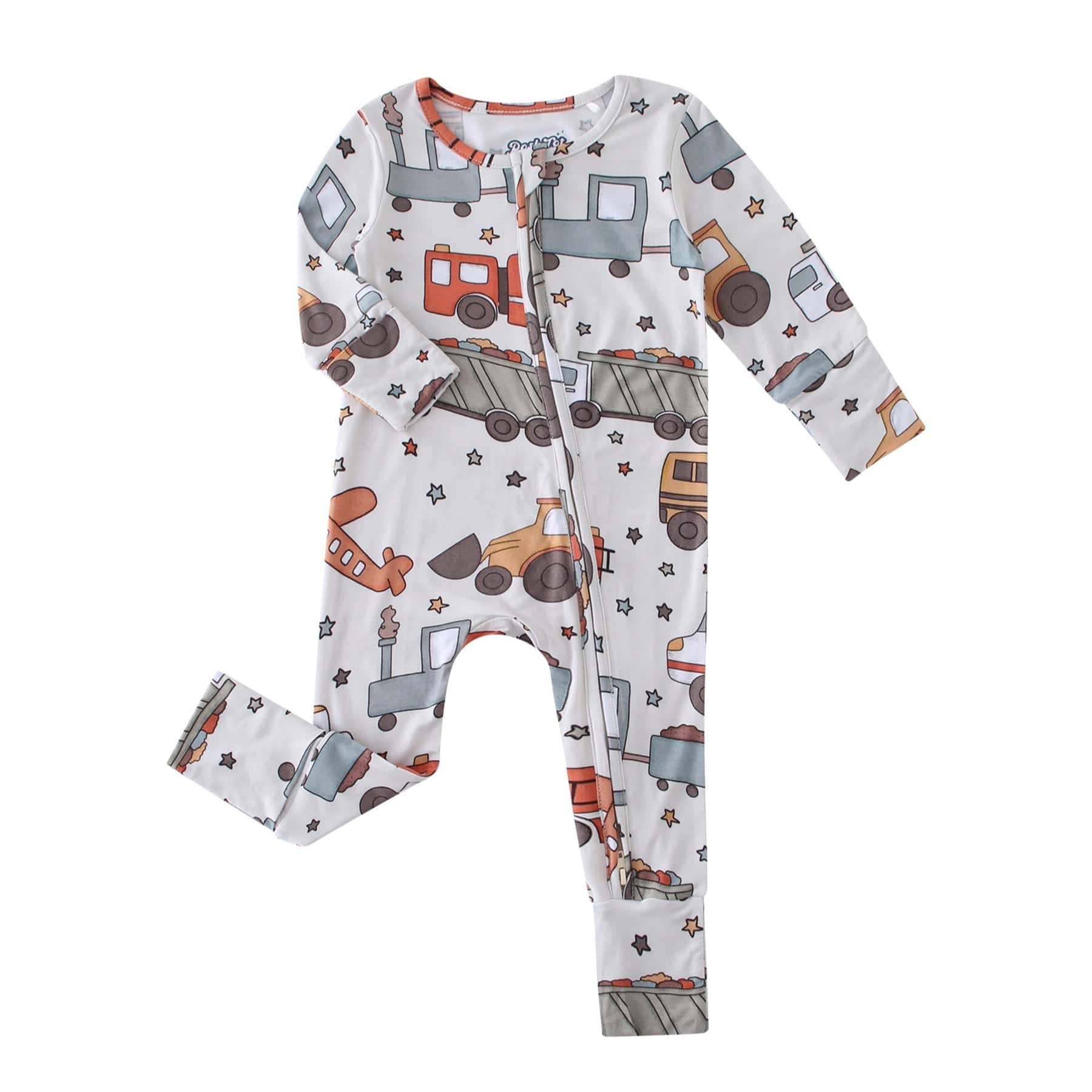 PoshTOT Vehicles Bamboo Baby Convertible Zippy Romper: 12-18M