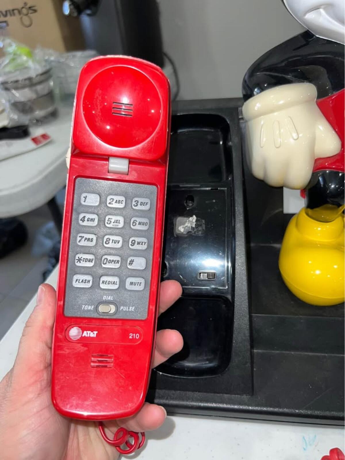 Vintage Disney Mickey Mouse AT&T Landline 15"Tall Push Button Telephone 1990