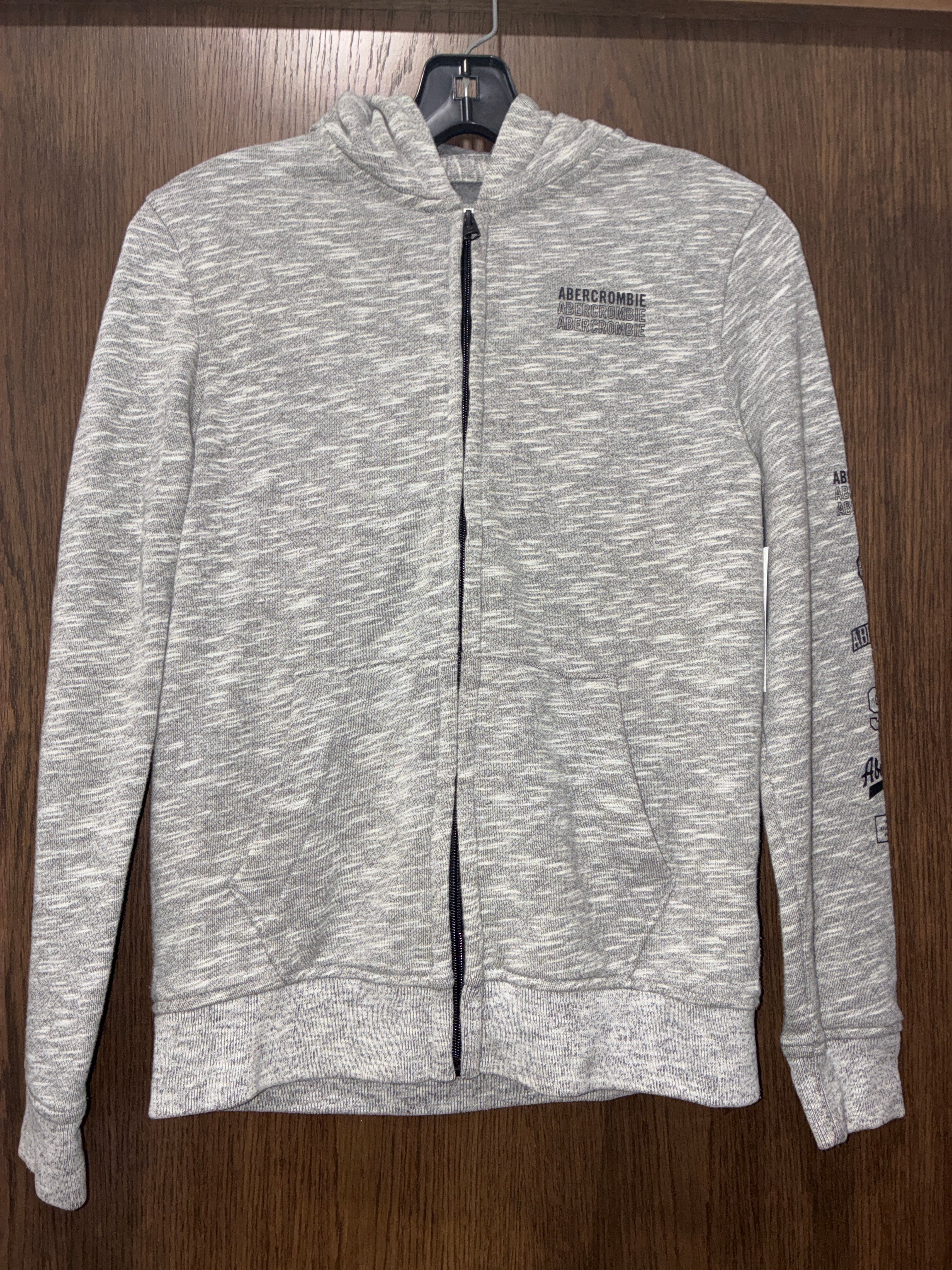 Boys Abercrombie & Fitch heather grey full-zip hoodie Size Youth Medium 11/12