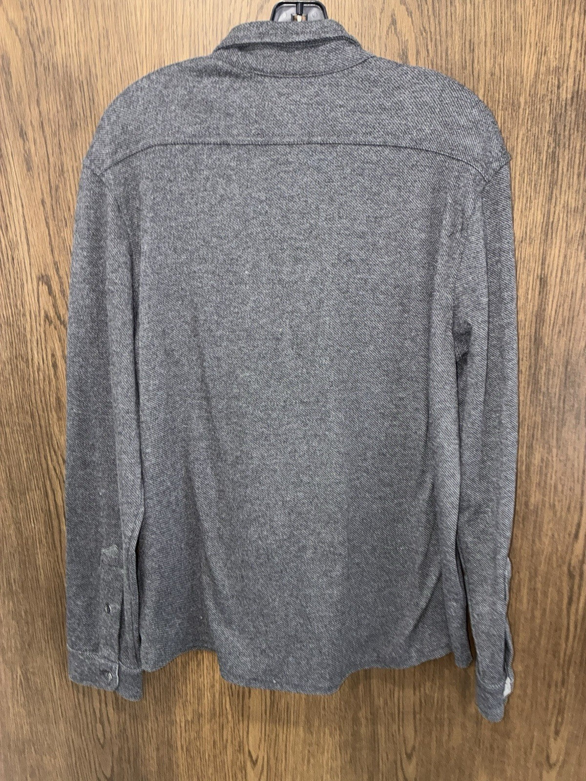 Tailor Vintage Men’s Gray Solid Knit Button-Up Shirt Long Sleeve Point Collar