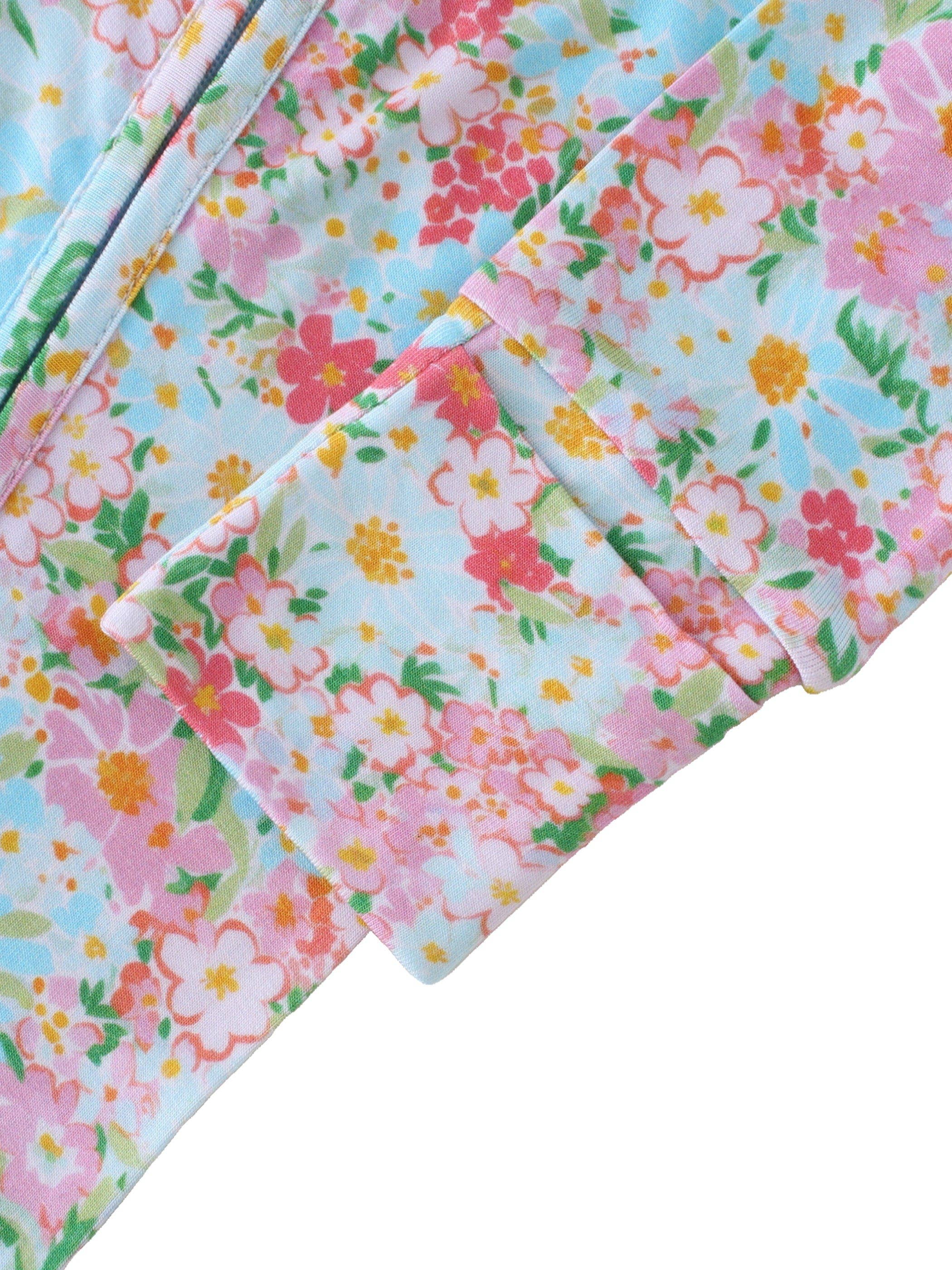 PoshTOT Spring Floral Bamboo Baby Convertible Zippy Romper: 2T