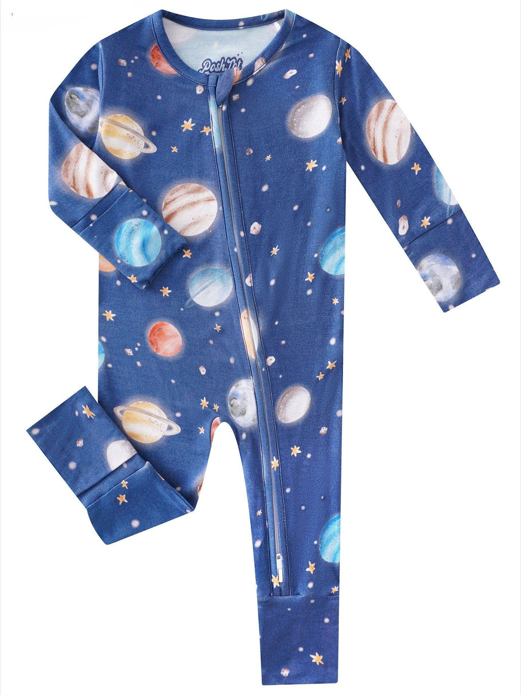 PoshTOT Colorful Stars Bamboo Baby Convertible Zippy Romper: Star / 0-3M