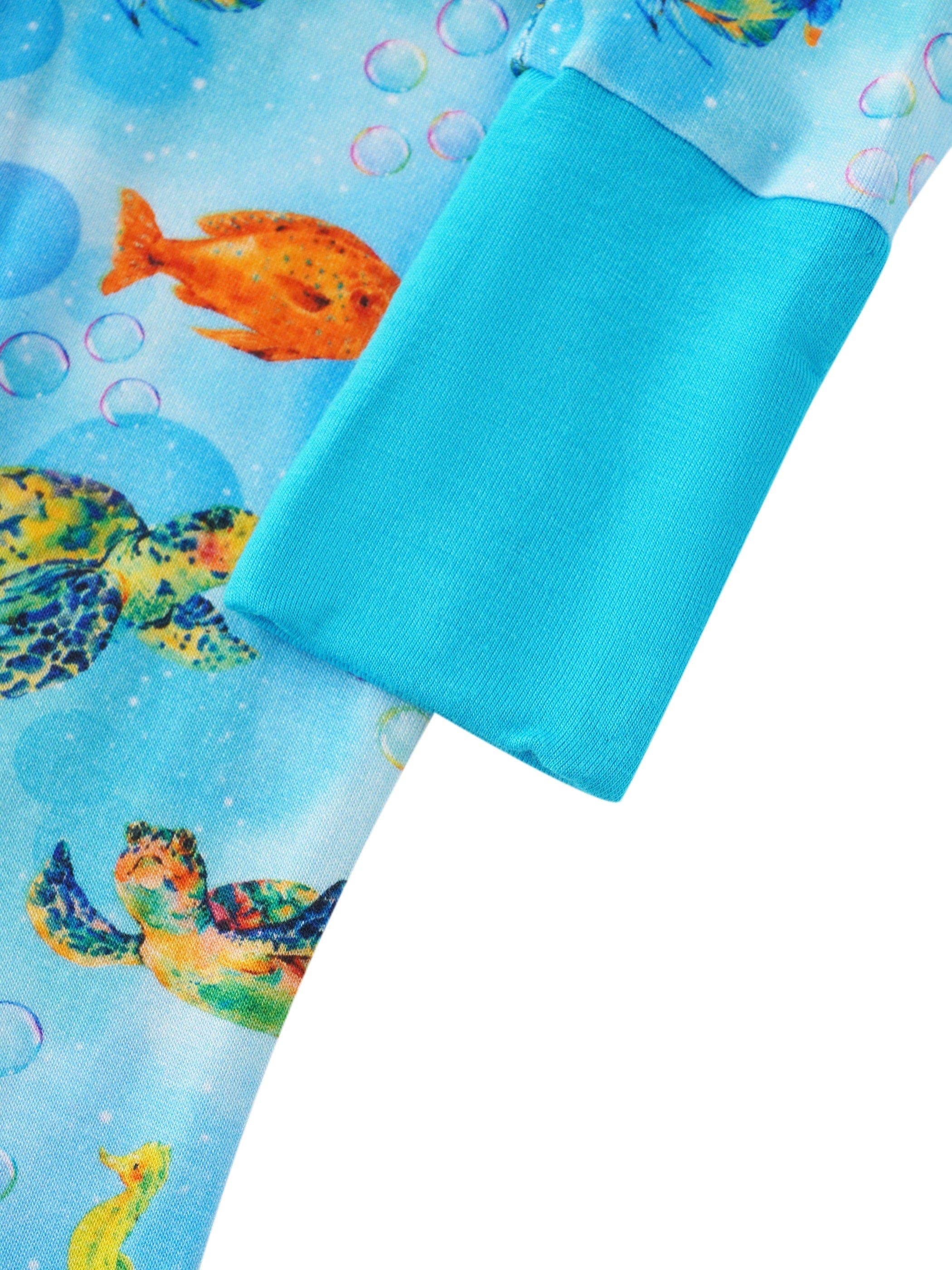 PoshTOT Sea Turtle Bamboo Baby Convertible Zippy Romper: 0-3M