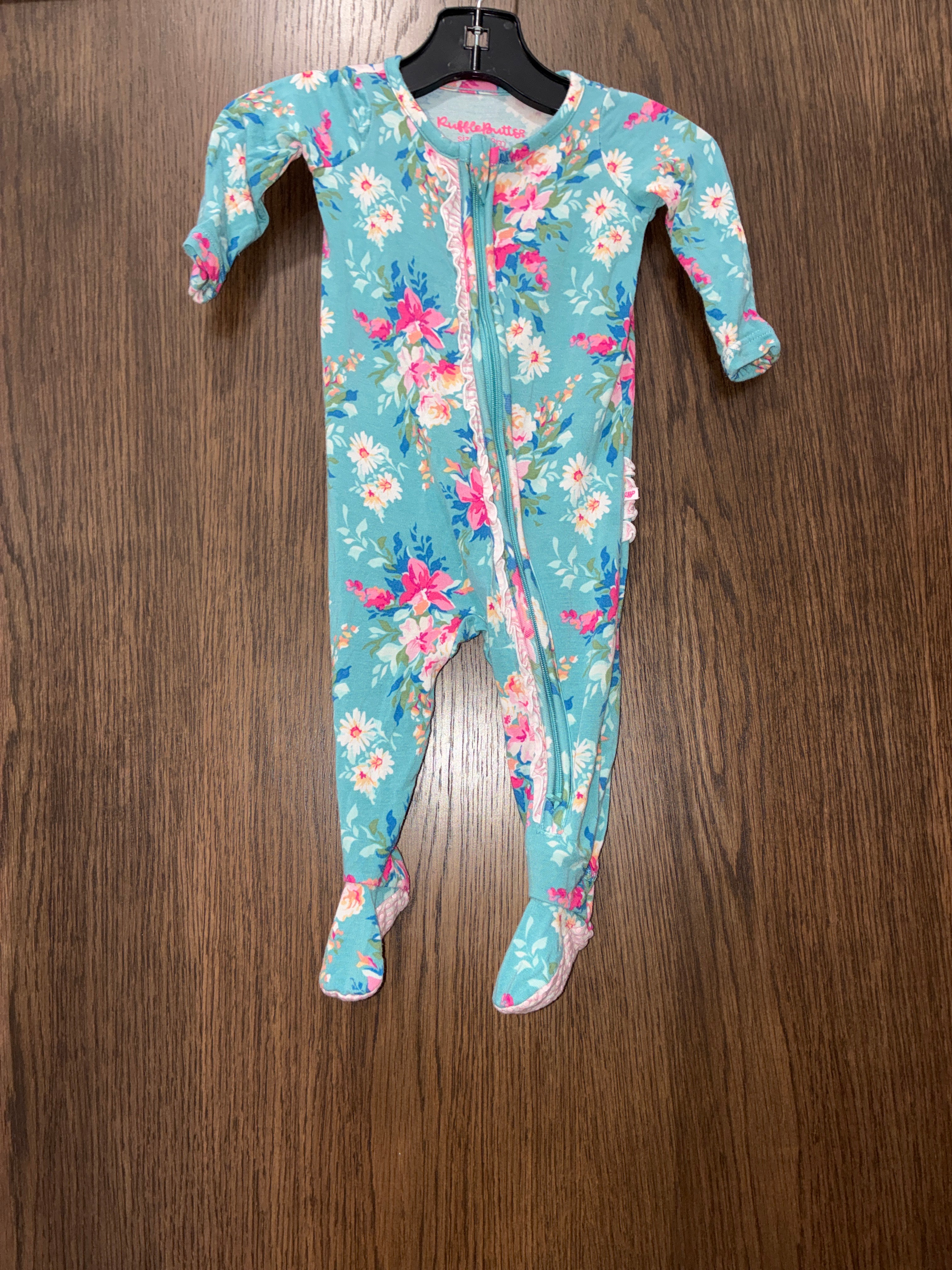 Girls Rufflebutts Floral Footie Pajamas Size 0-3 Months