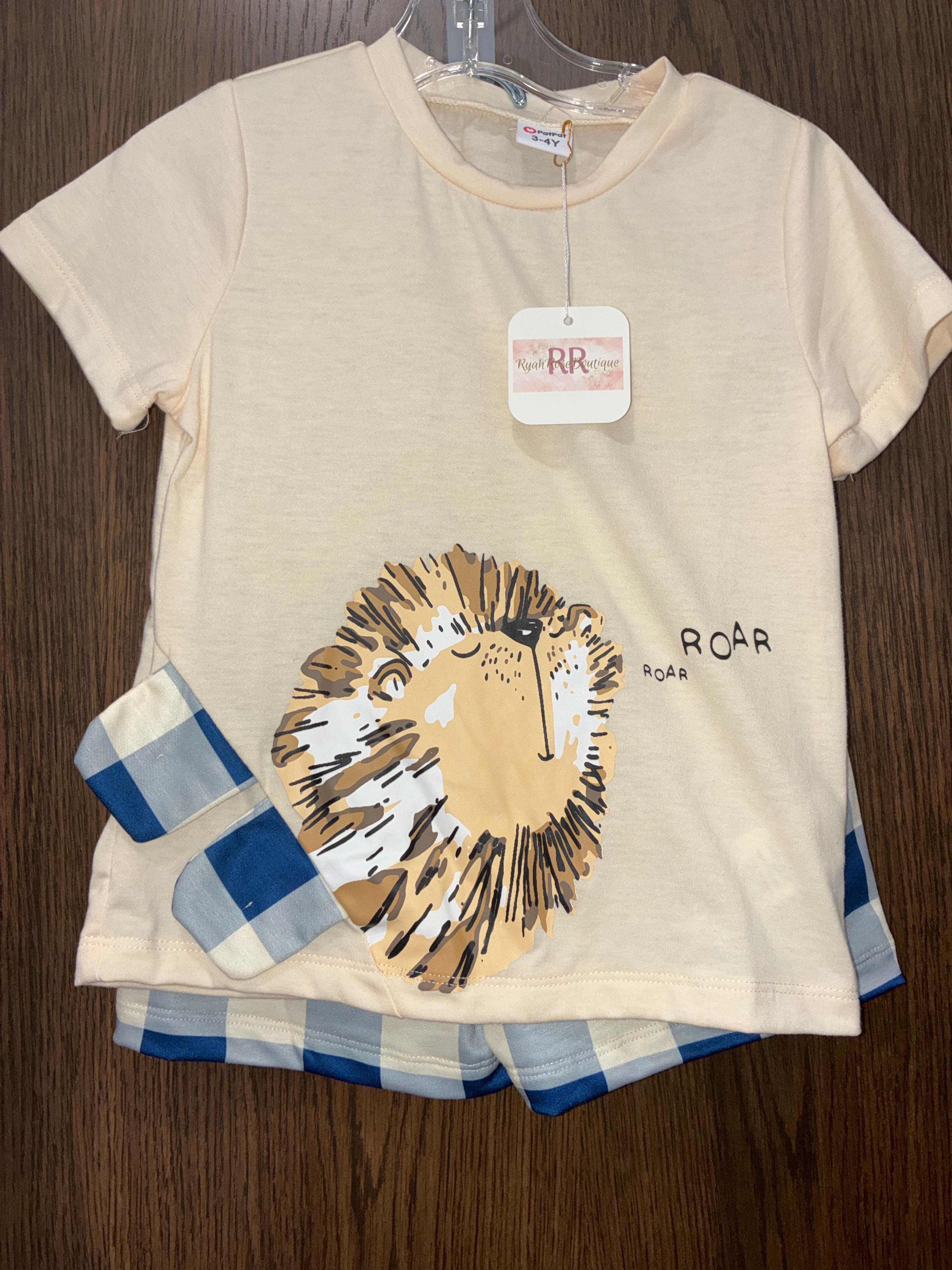 Boys Plaid Lion Set Size 3T
