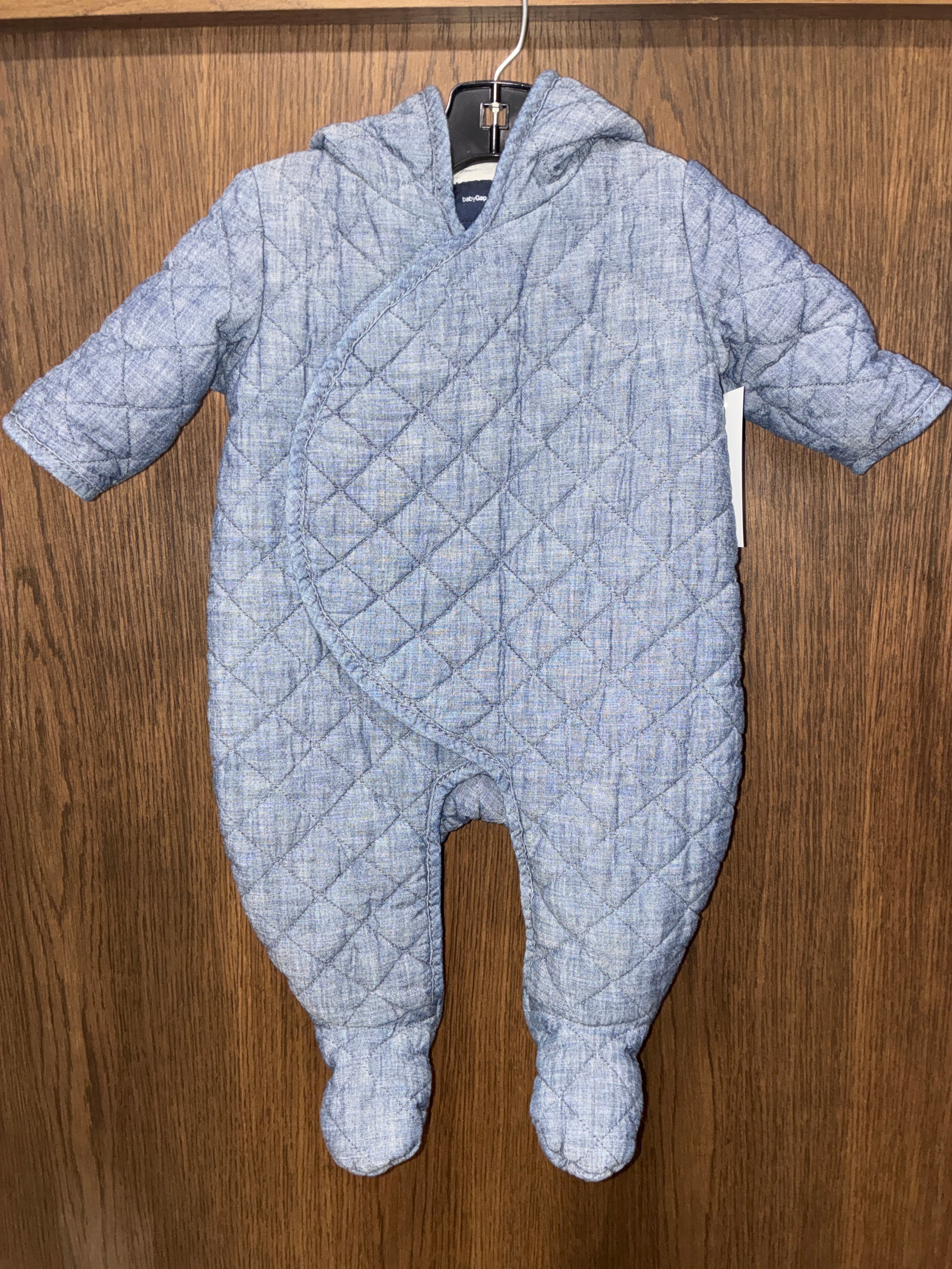 Baby Gap Quilted Chambray Bear One-Piece Size 3-6 Months