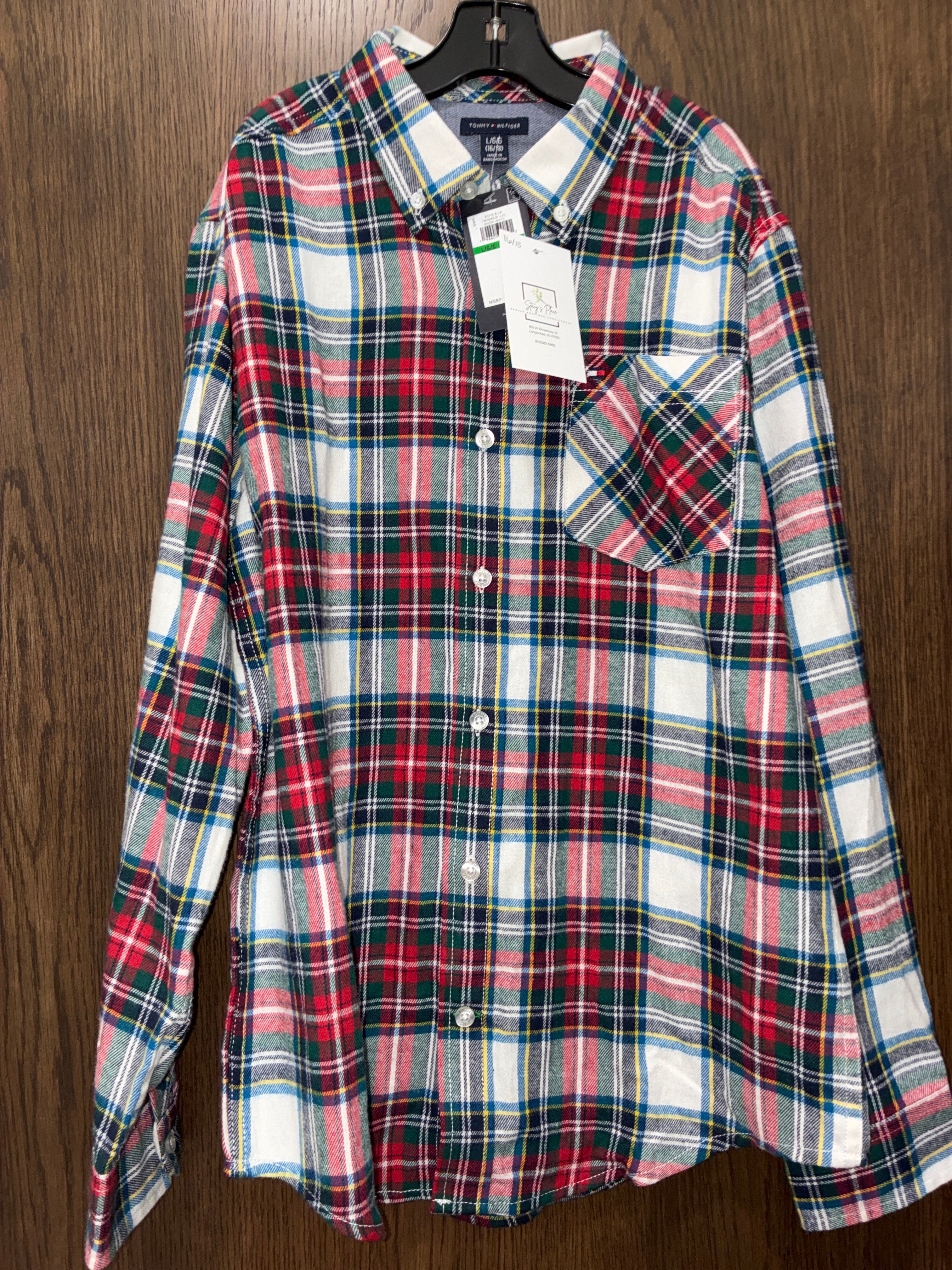 Boys NWT Tommy Hilfiger Plaid Button Up Size 16/18