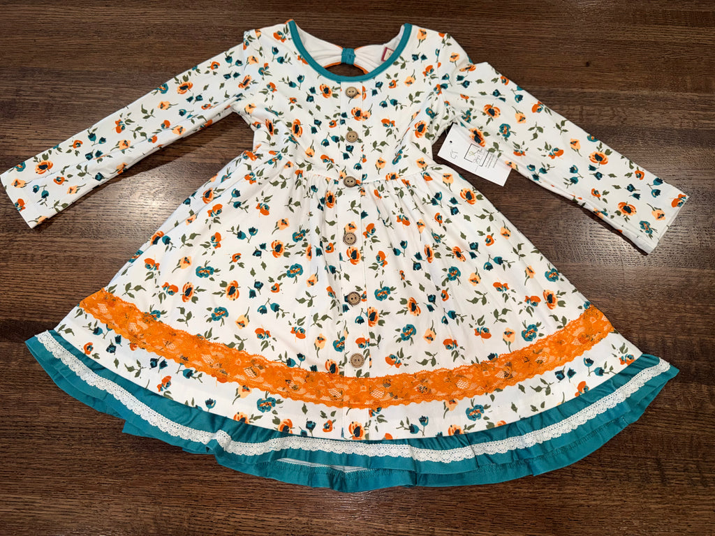 Cheeky Plum Girls Elara Knit Dress in Harvest Bloom Size 5T Like New