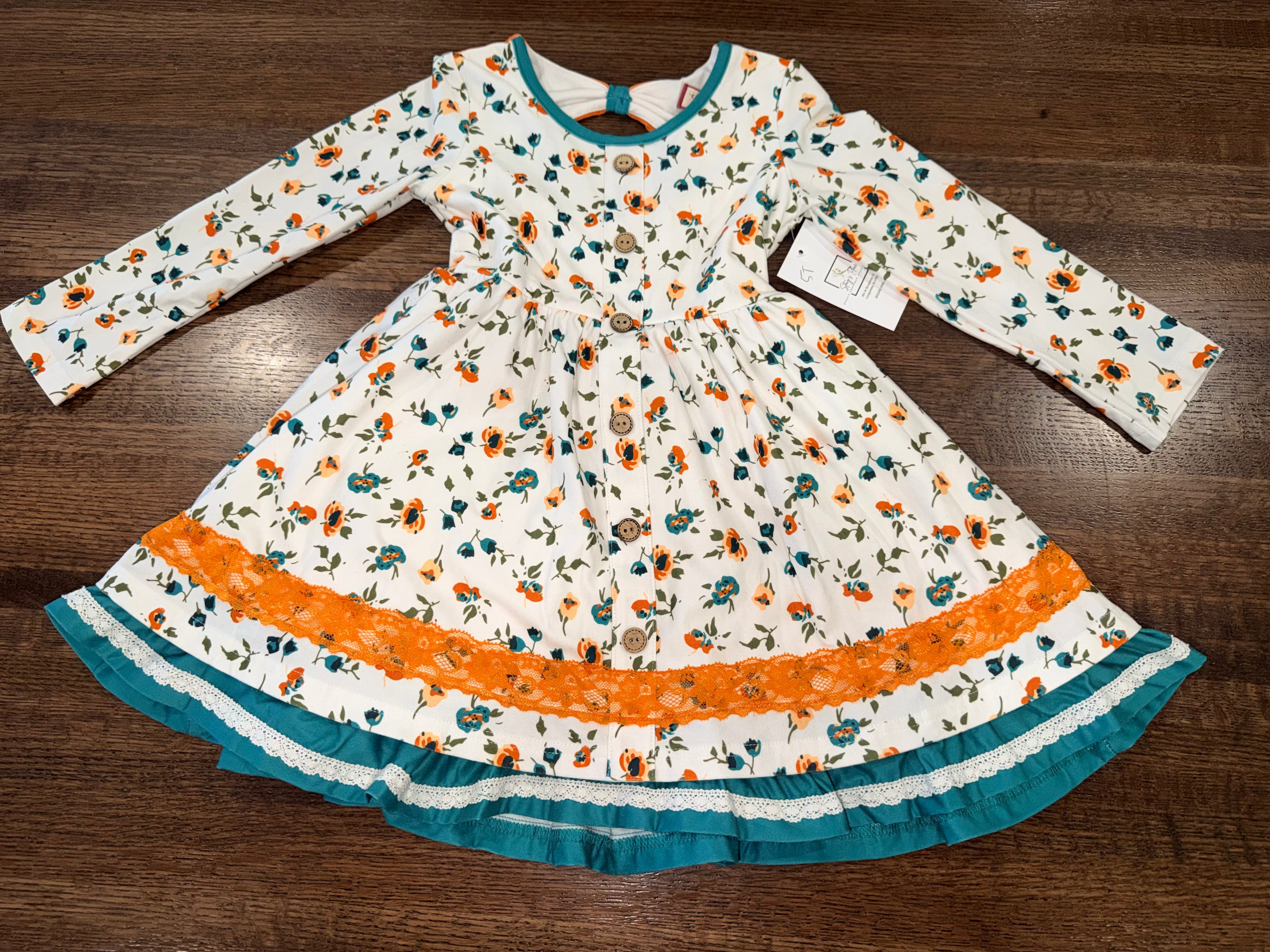 Cheeky Plum Girls Elara Knit Dress in Harvest Bloom Size 5T Like New