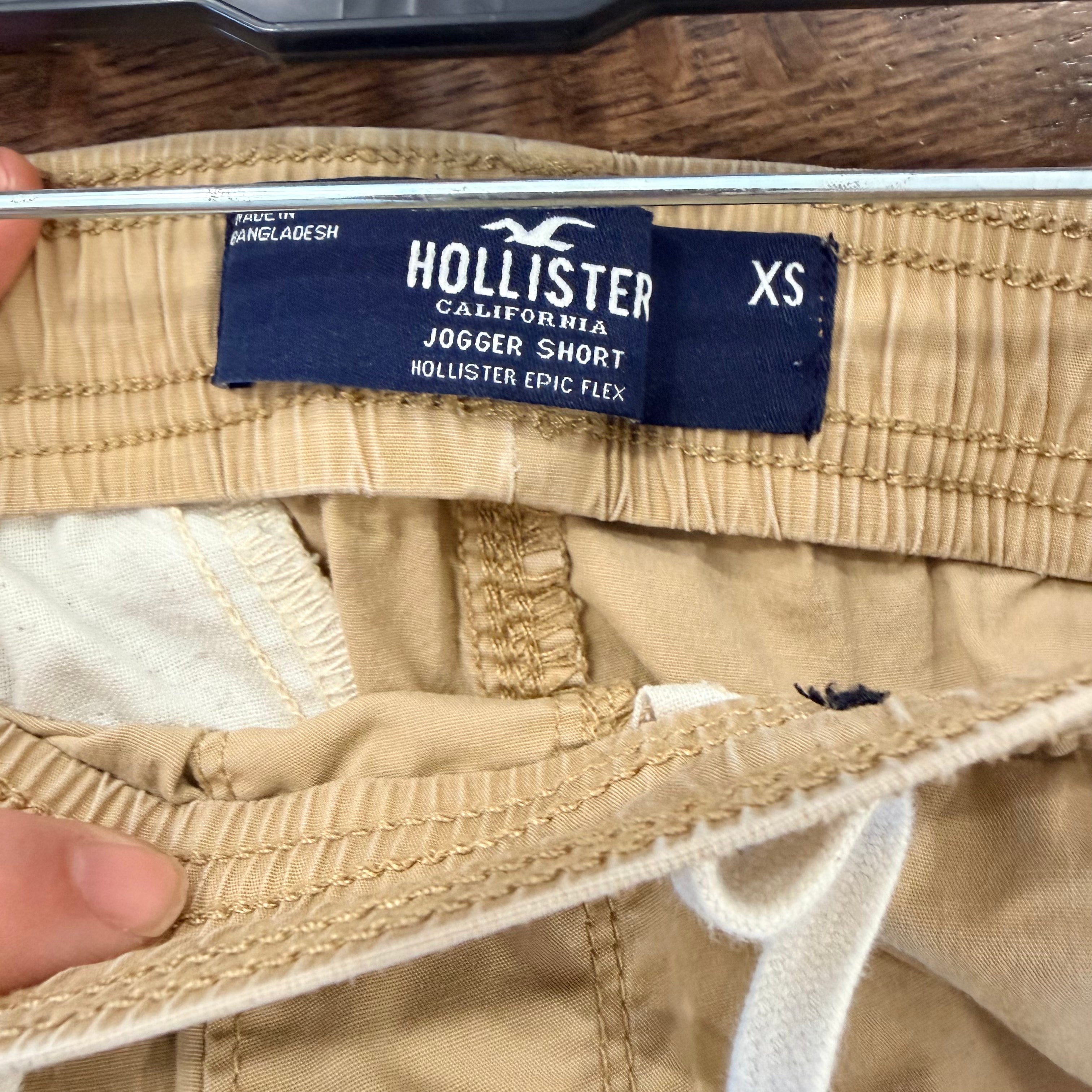 Hollister Shorts Mens XS Beige Tan Jogger Short 5" Epic Flex Drawstring Casual