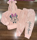 DISNEY Girls Minnie Mouse Pink Velour Hoodie & Jogger Pants Size 24 Months