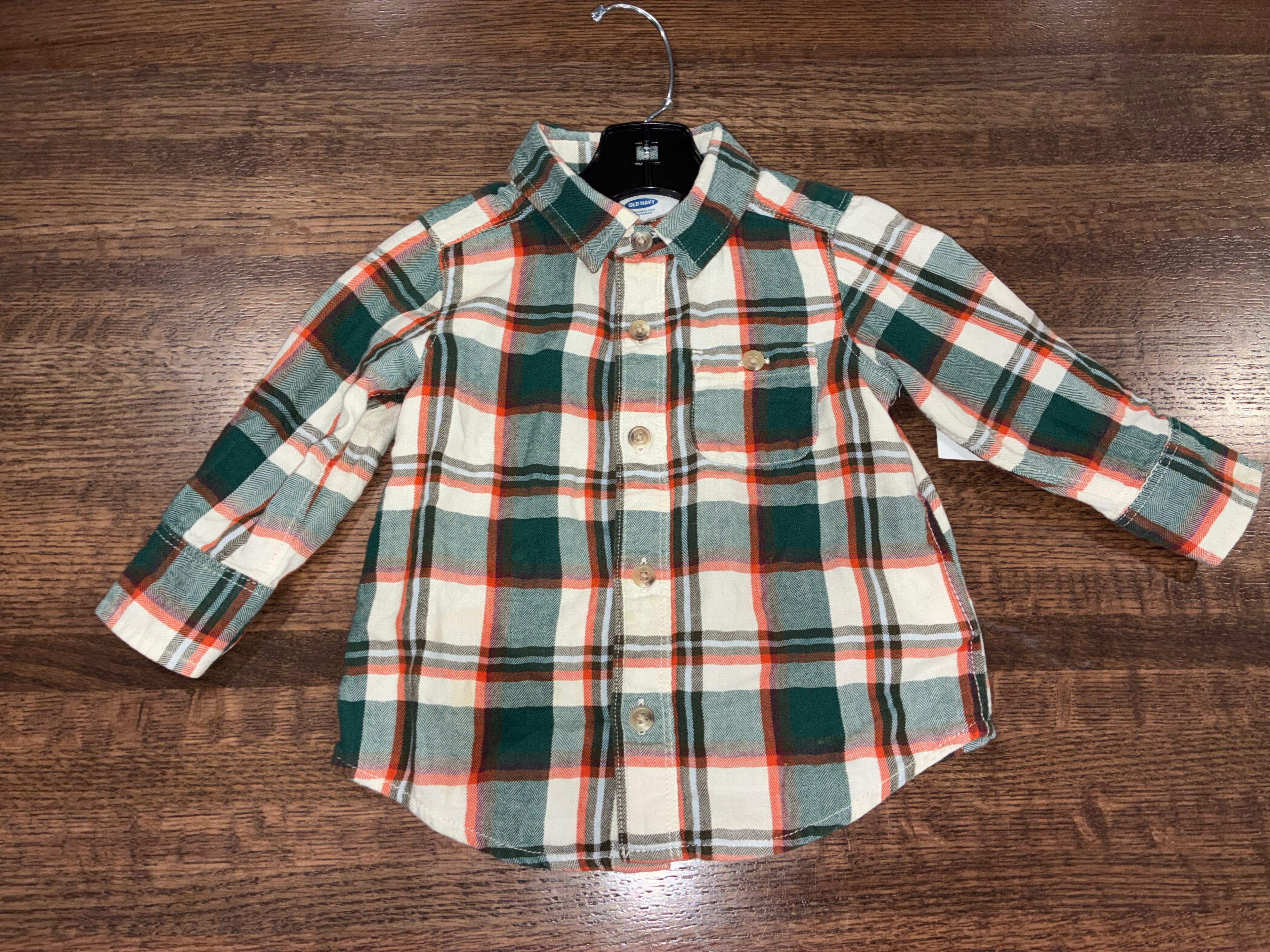 Old Navy Boys Long Sleeve Button Up Flannel Shirt 18-24 Months